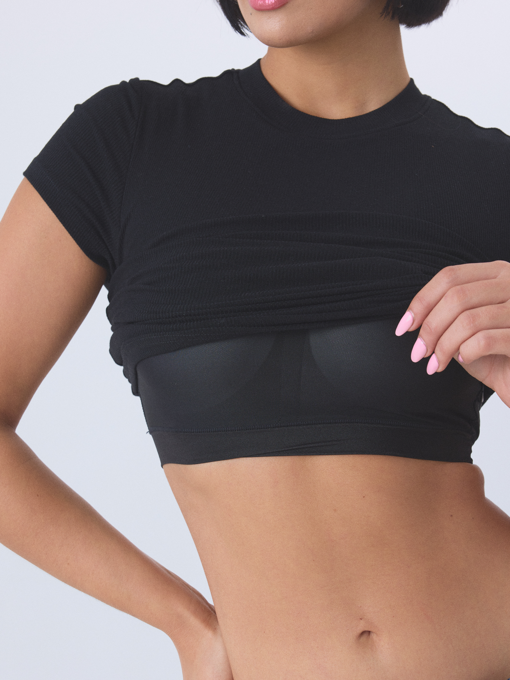 Ribbed Crewneck Brami Tee - Built-In Padding