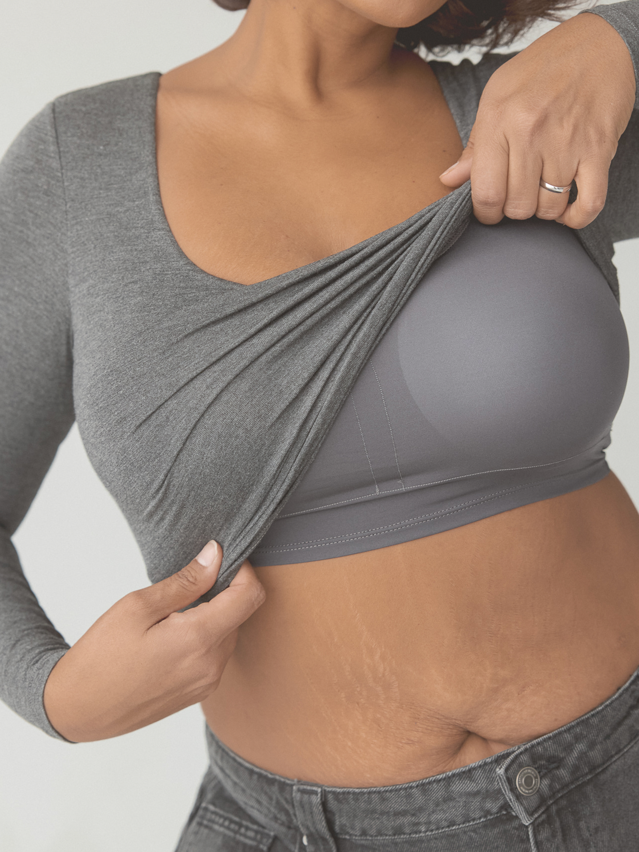 Scoop Neck Long Sleeve Brami – Built-In Padding