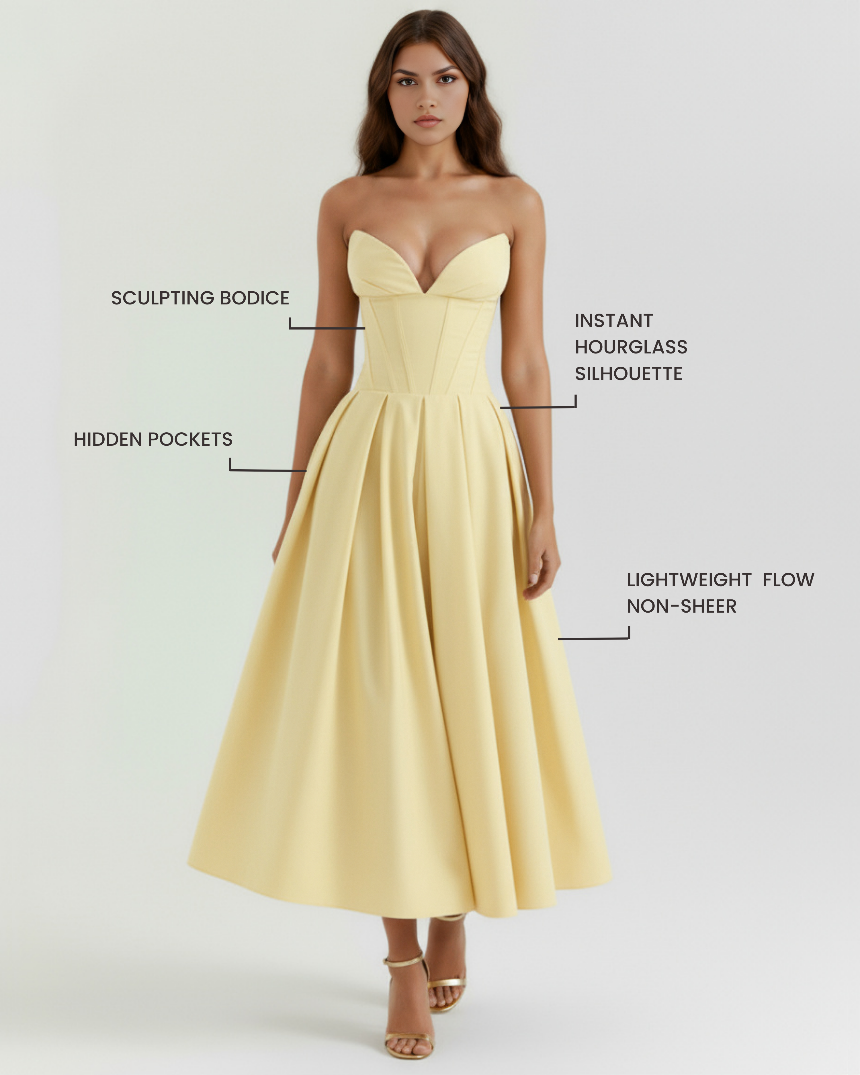 Amalfi Midi Dress - Lemon