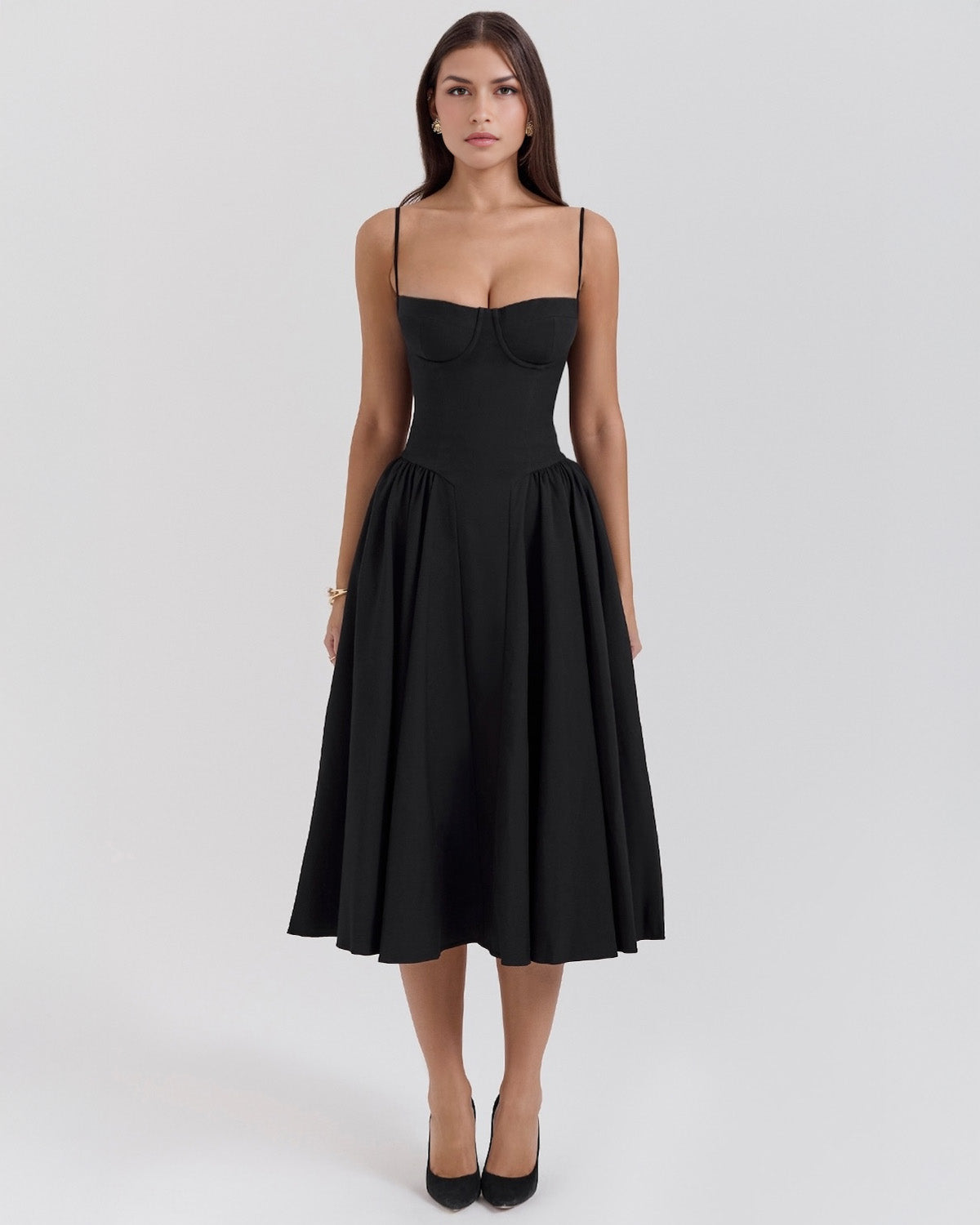 Francesca Midi Dress - Black
