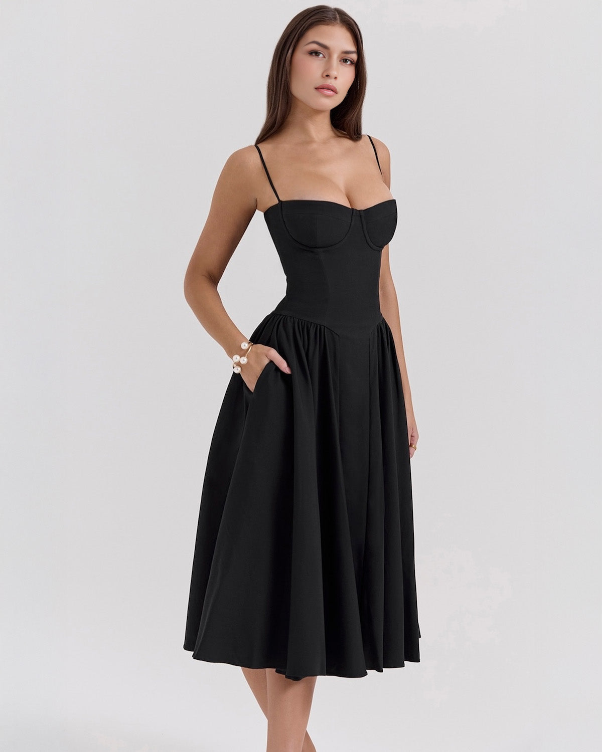 Francesca Midi Dress - Black