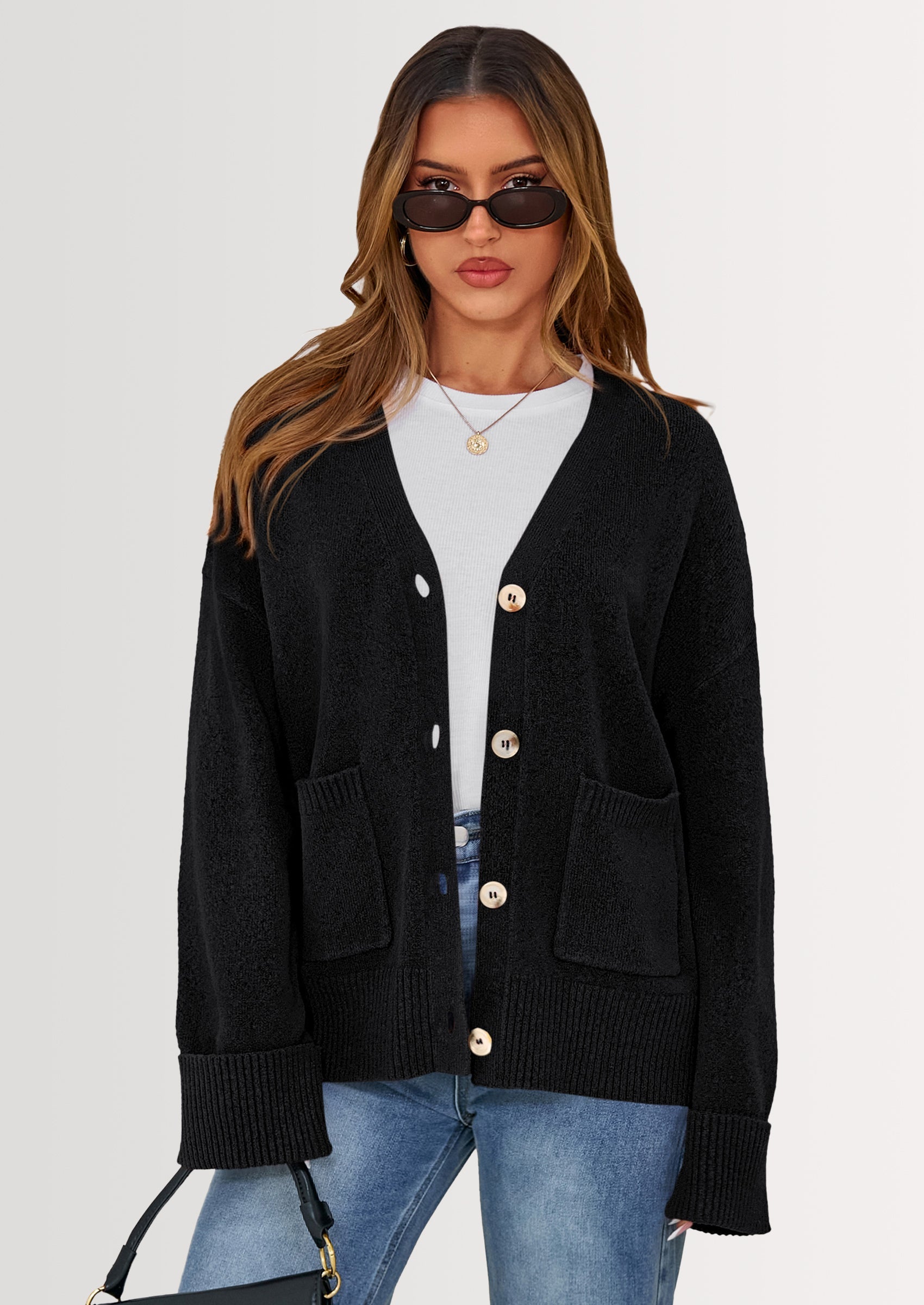 Oversized Chunky Knit Cardigan β V-Neck Button Front