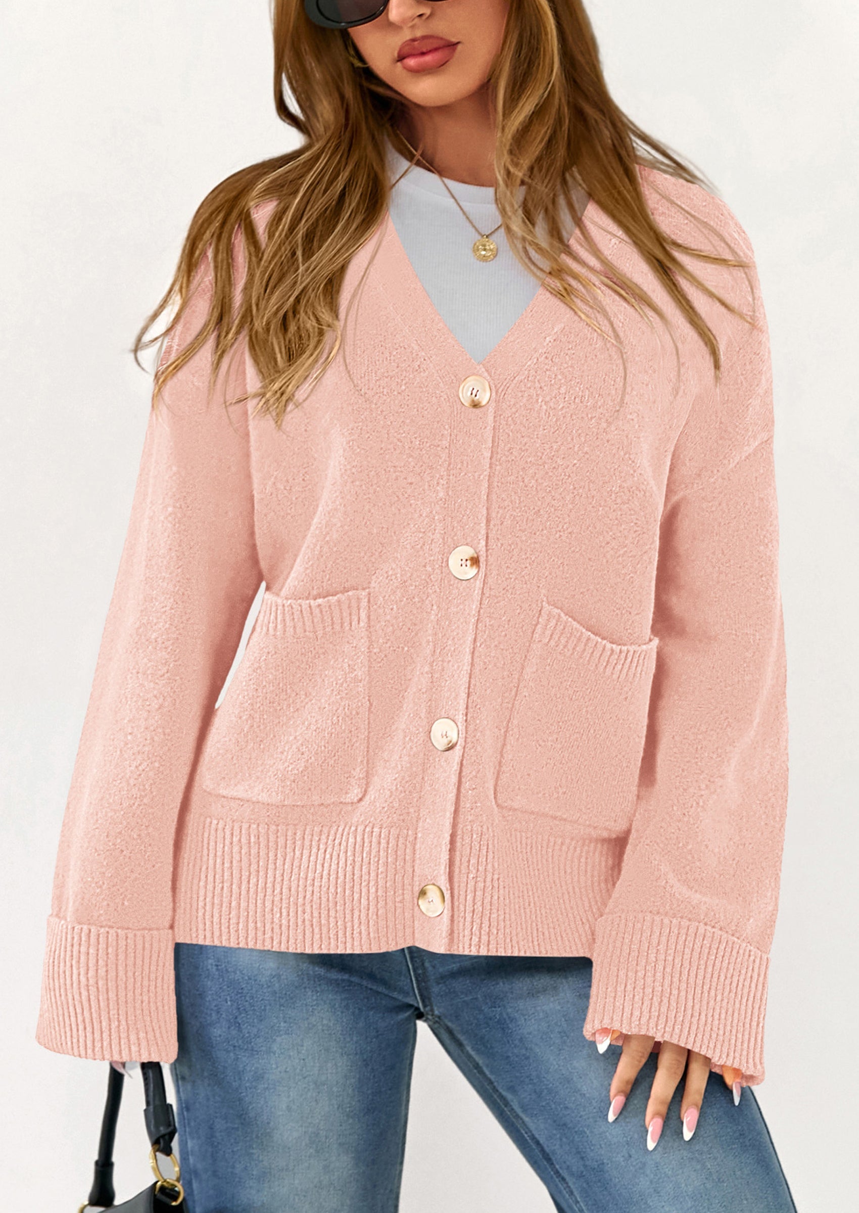 Oversized Chunky Knit Cardigan β V-Neck Button Front