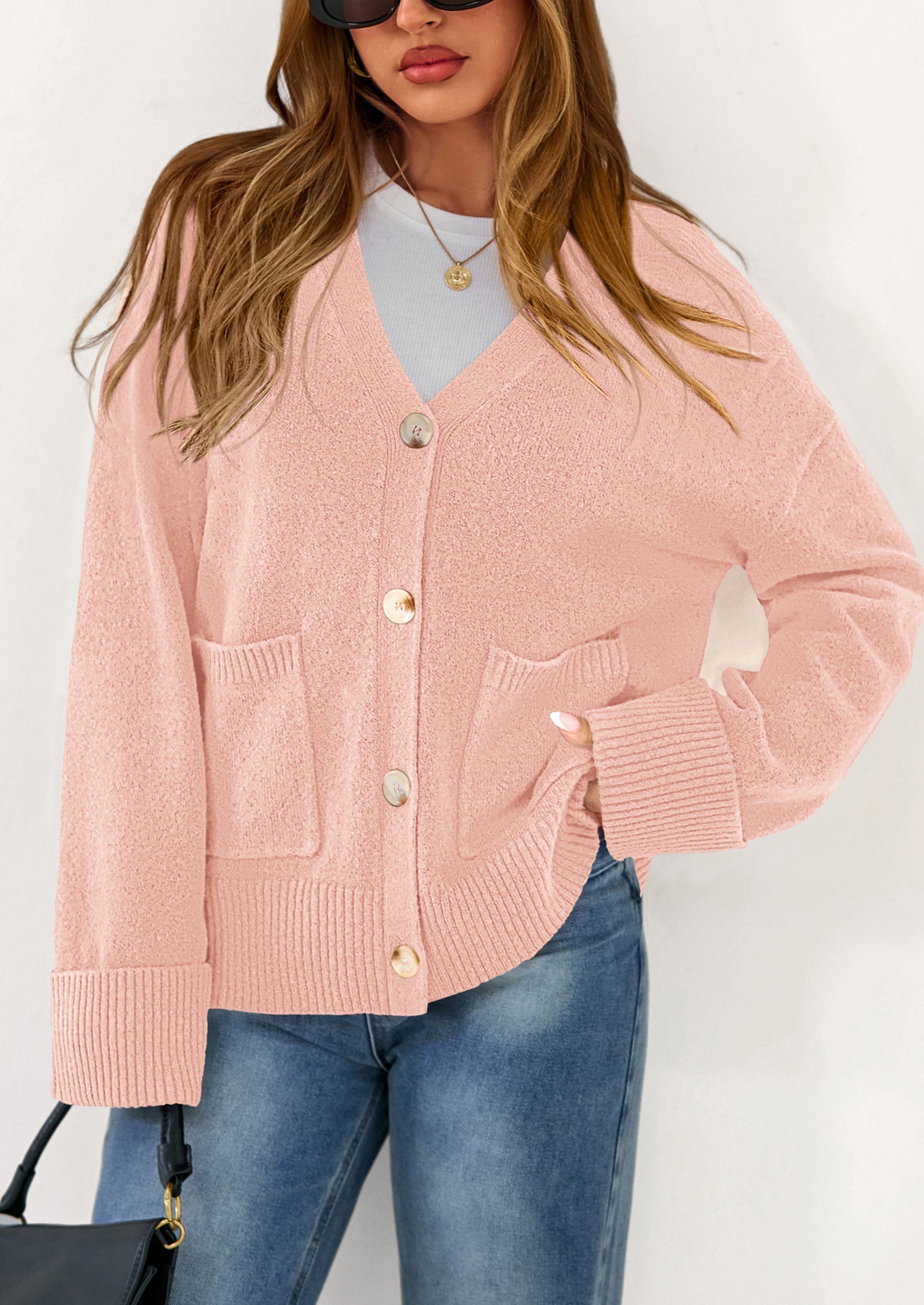 Oversized Chunky Knit Cardigan β V-Neck Button Front