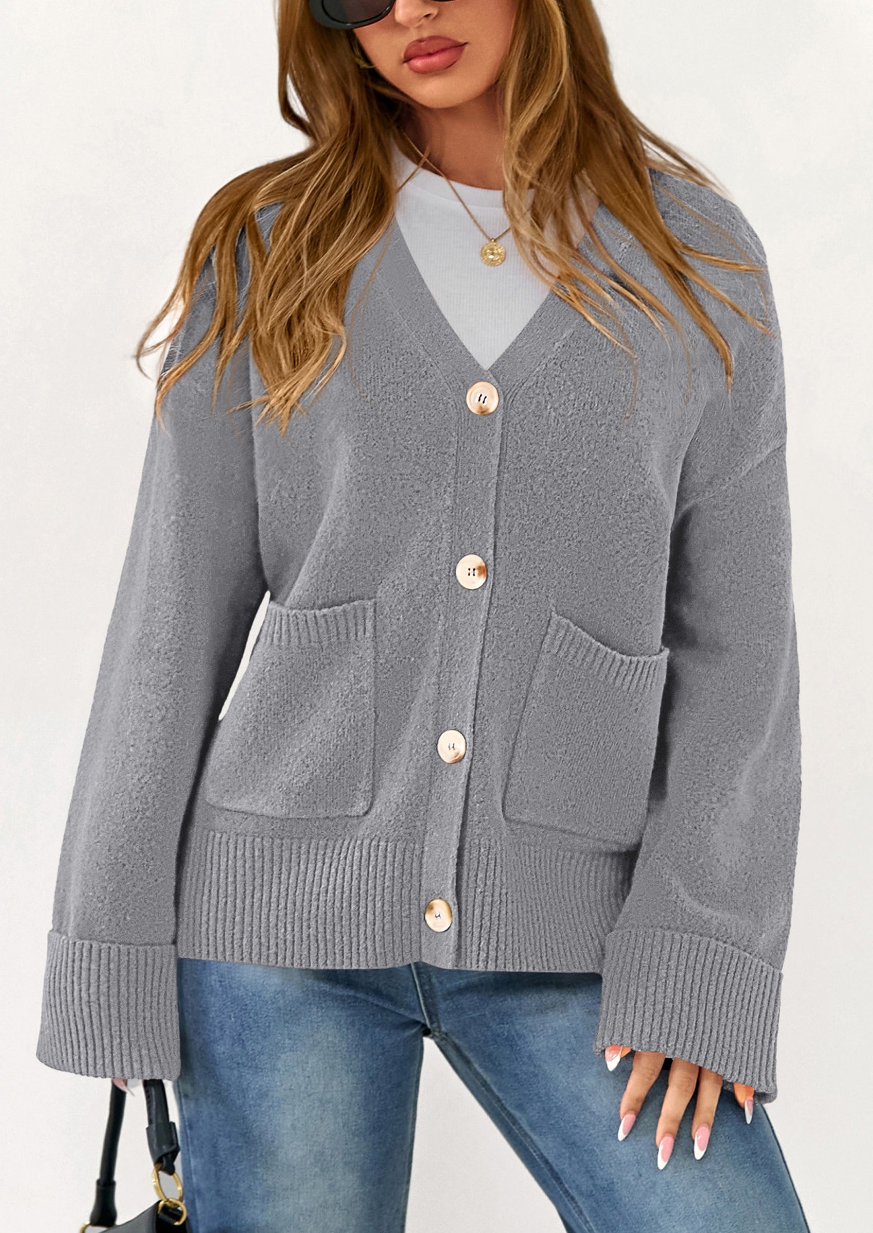 Oversized Chunky Knit Cardigan β V-Neck Button Front