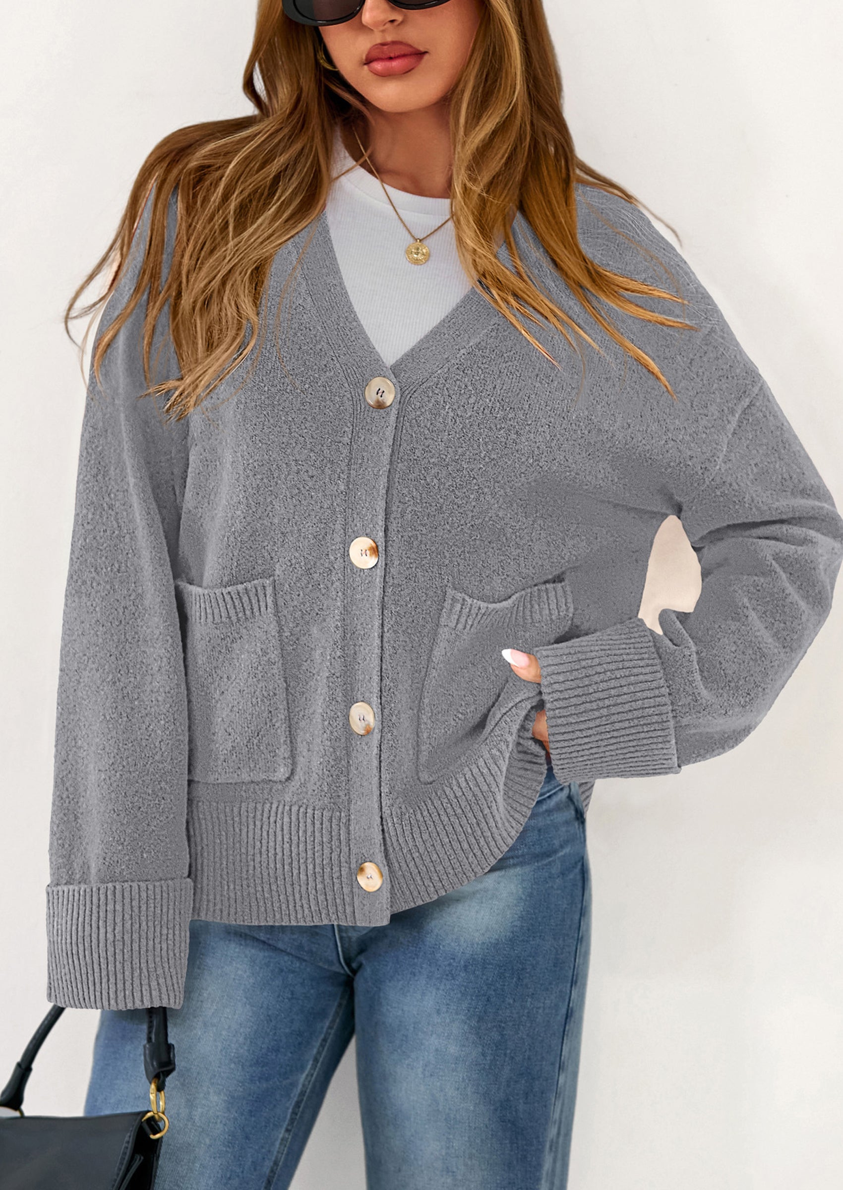 Oversized Chunky Knit Cardigan β V-Neck Button Front