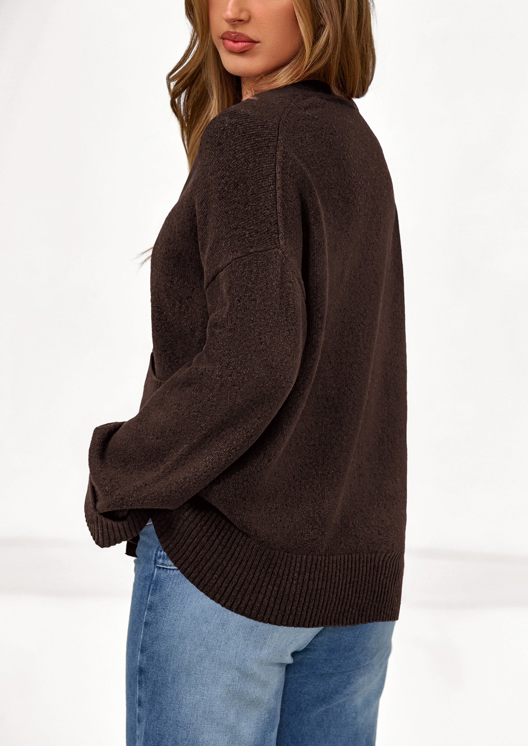 Oversized Chunky Knit Cardigan β V-Neck Button Front