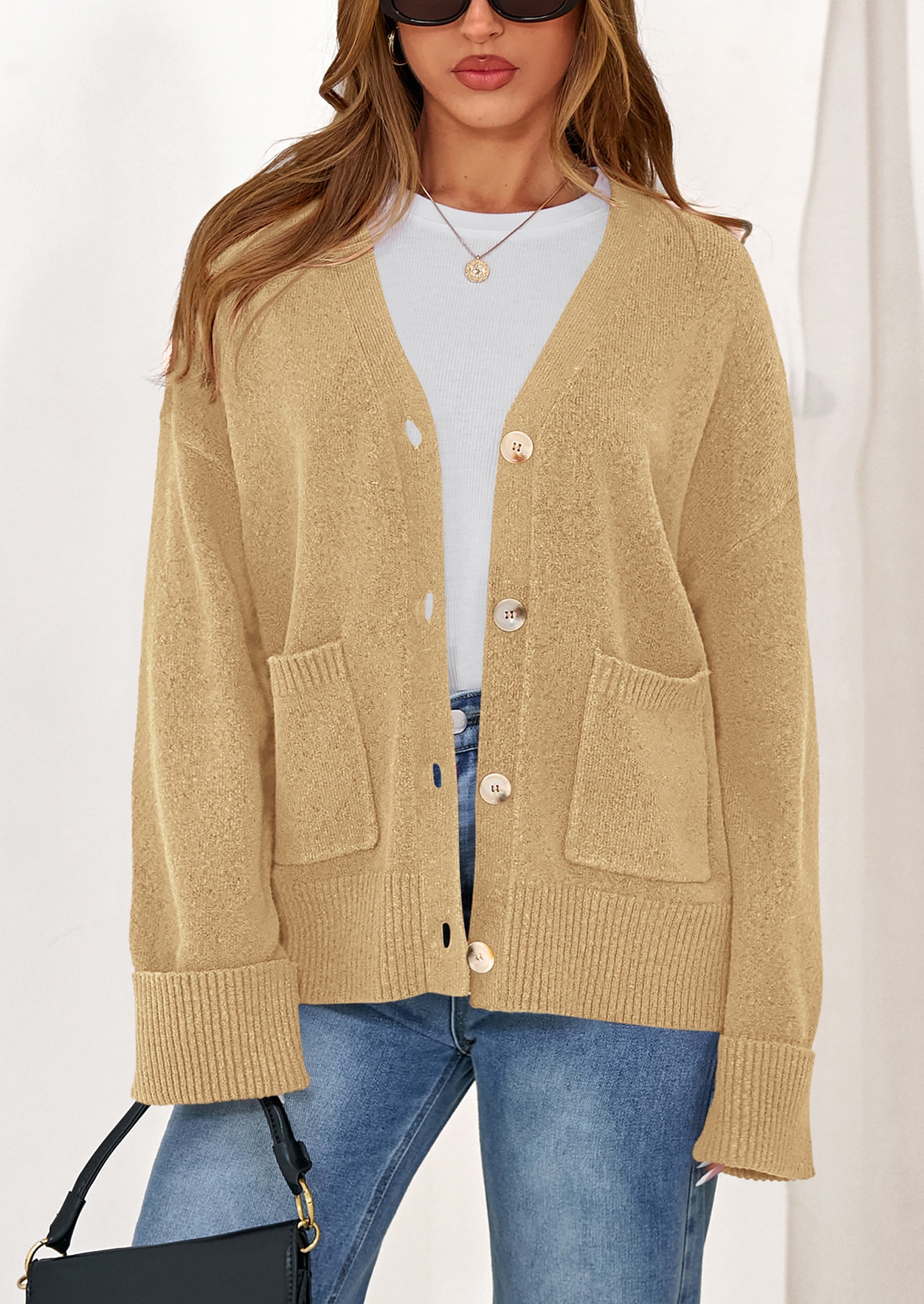 Oversized Chunky Knit Cardigan β V-Neck Button Front