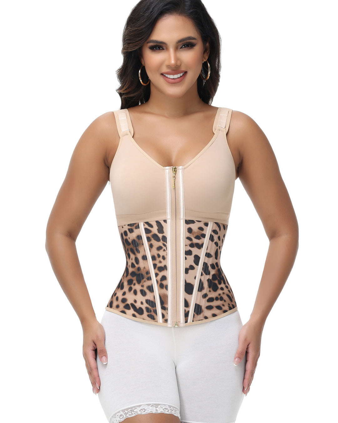 Shapshe® Women's Boned Latex Zipper Corset Tummy Control Body Shaper Vest With Bra