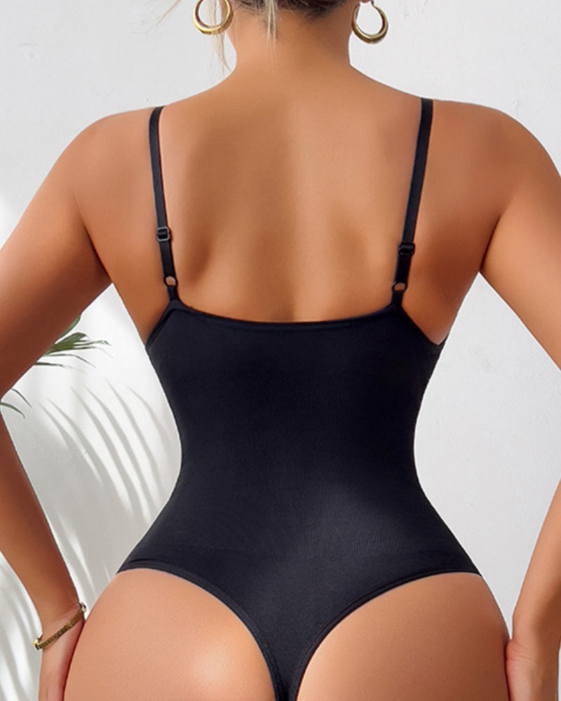 Nahtloser Shapewear Bodysuit mit Tiefem Ausschnitt und Bauchkontrolle