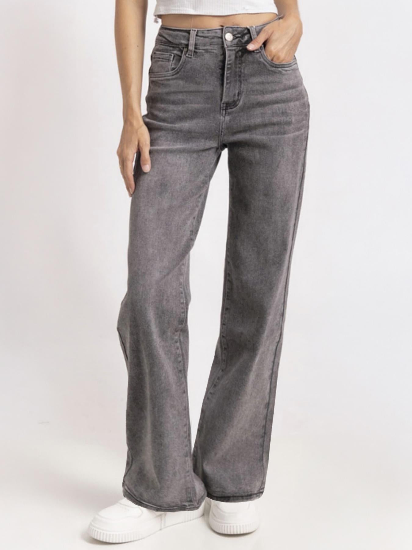 Mid-Rise Stretch Wide-Leg Jeans β Multi-Pocket Design