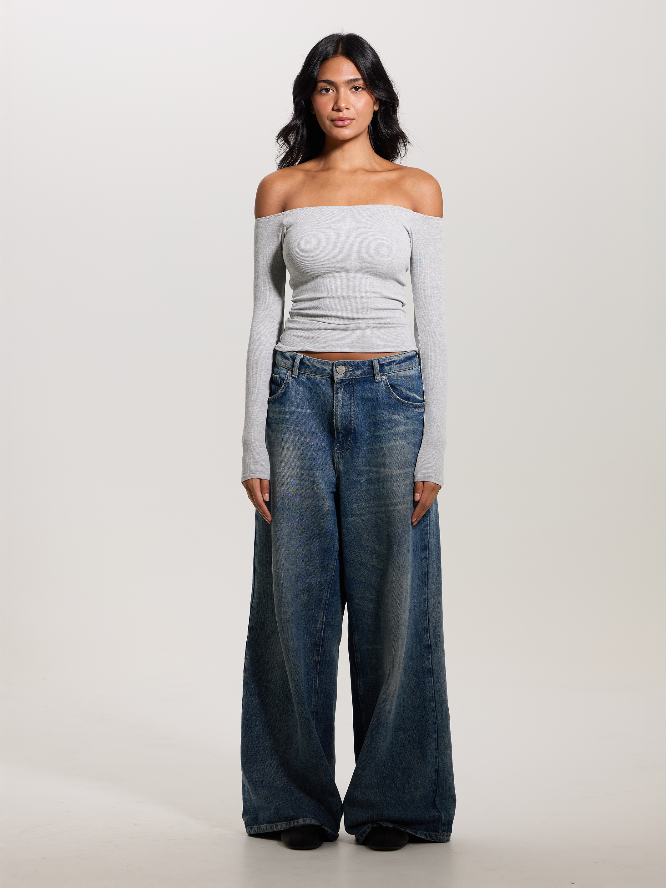 Off-Shoulder Ribbed Brami – Built-In Padding
