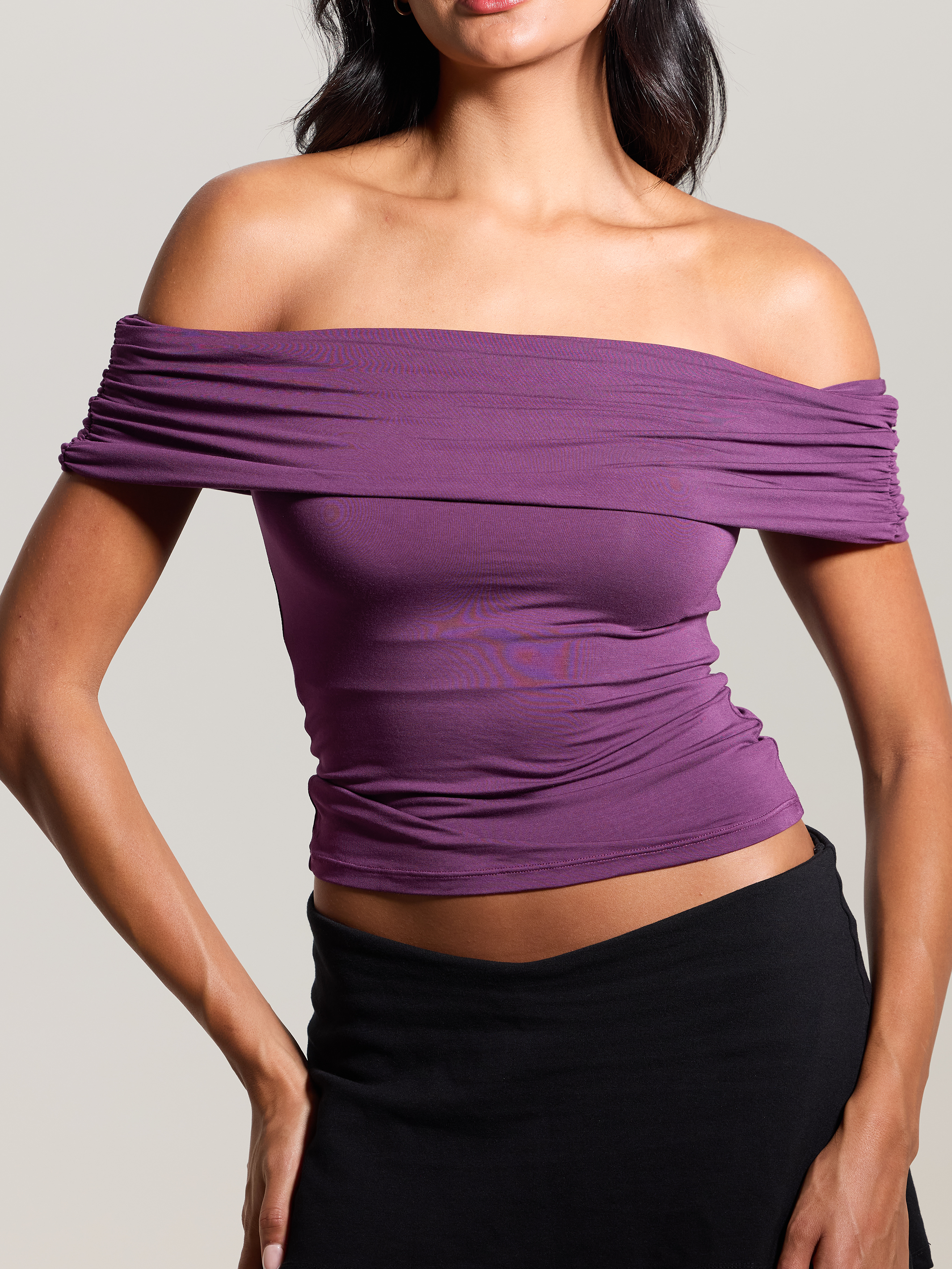 Off-Shoulder Modal Tee – Built-In Padding