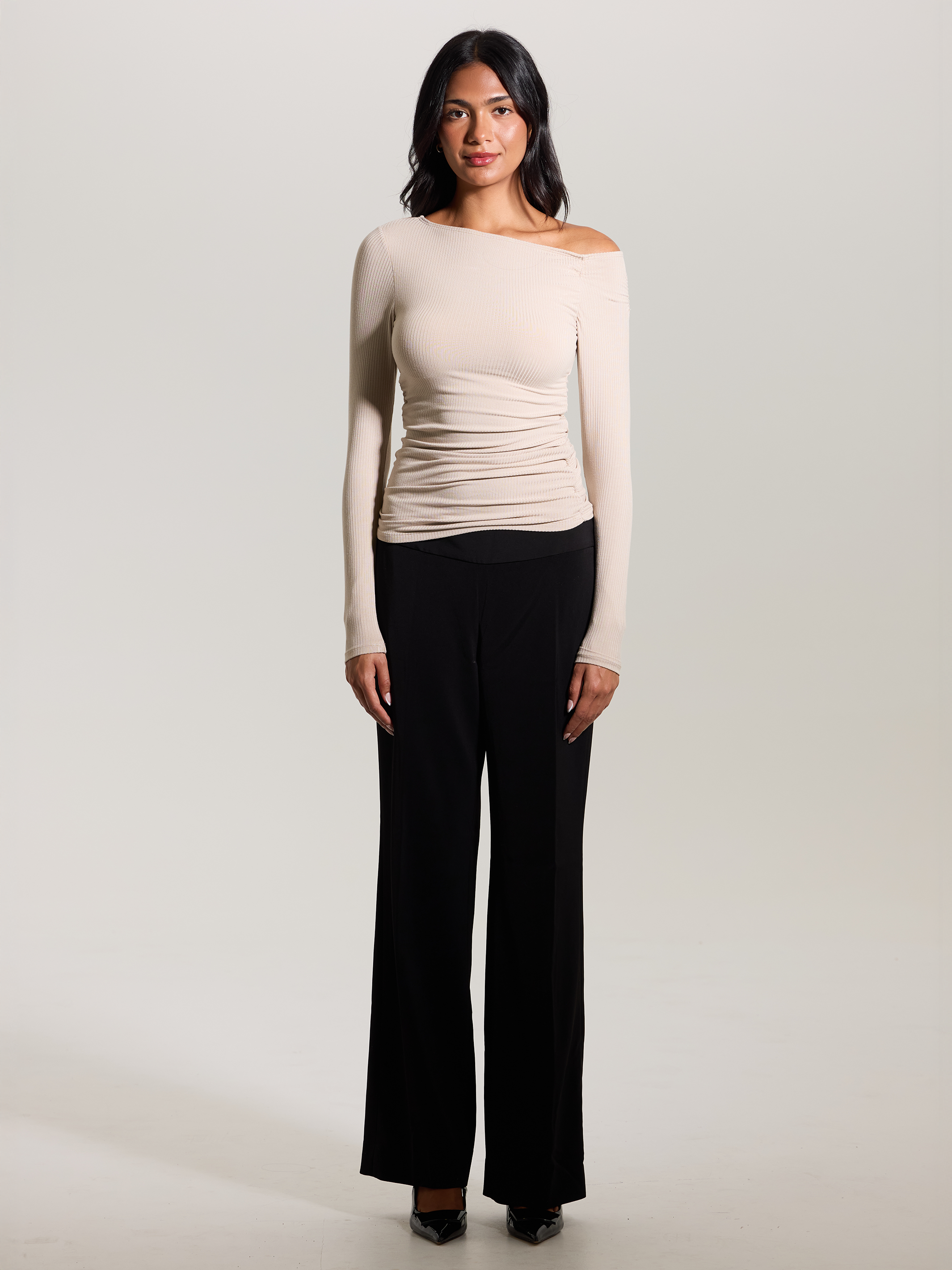 Ruched Asymmetric Top β Built-In Padding