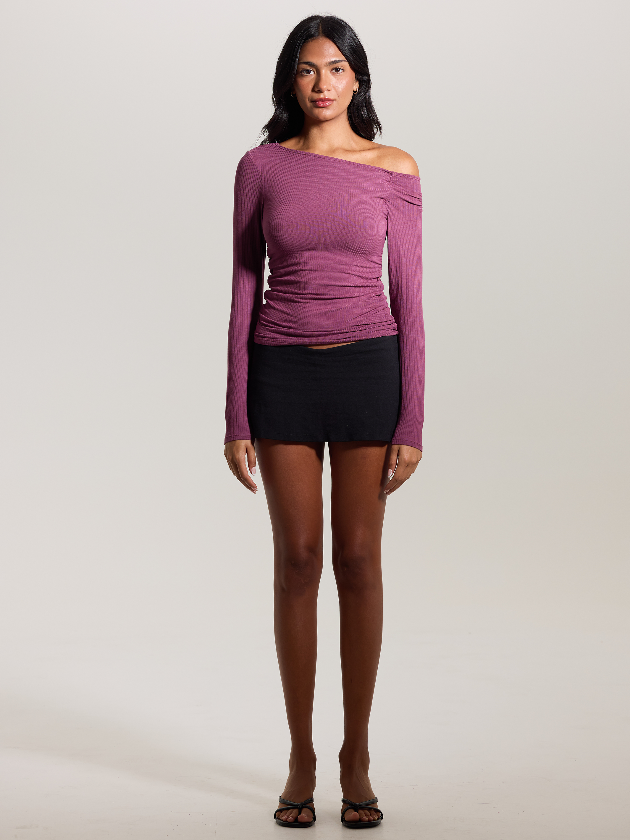 Ruched Asymmetric Top β Built-In Padding