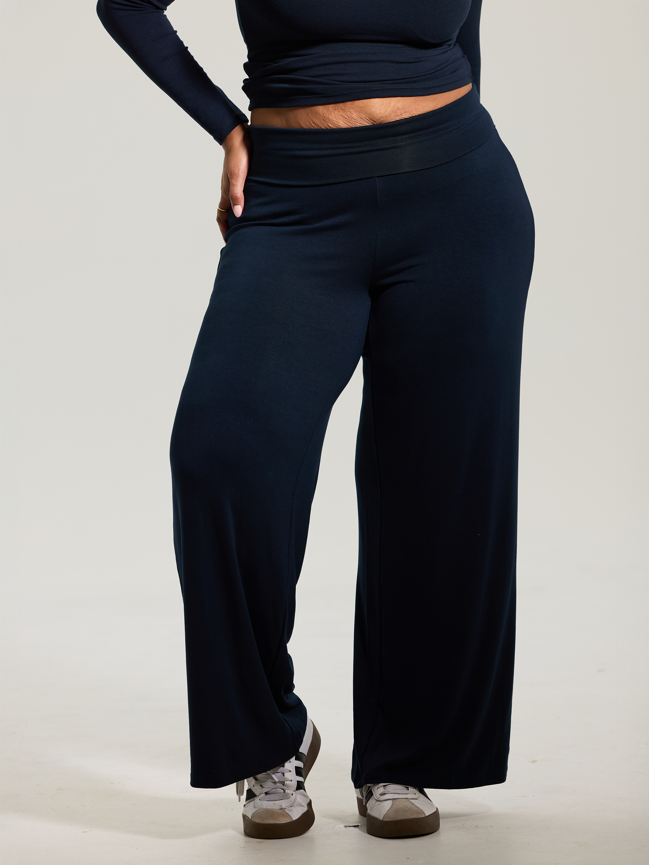 Flowy Fold Over Pants – Stretch Comfort
