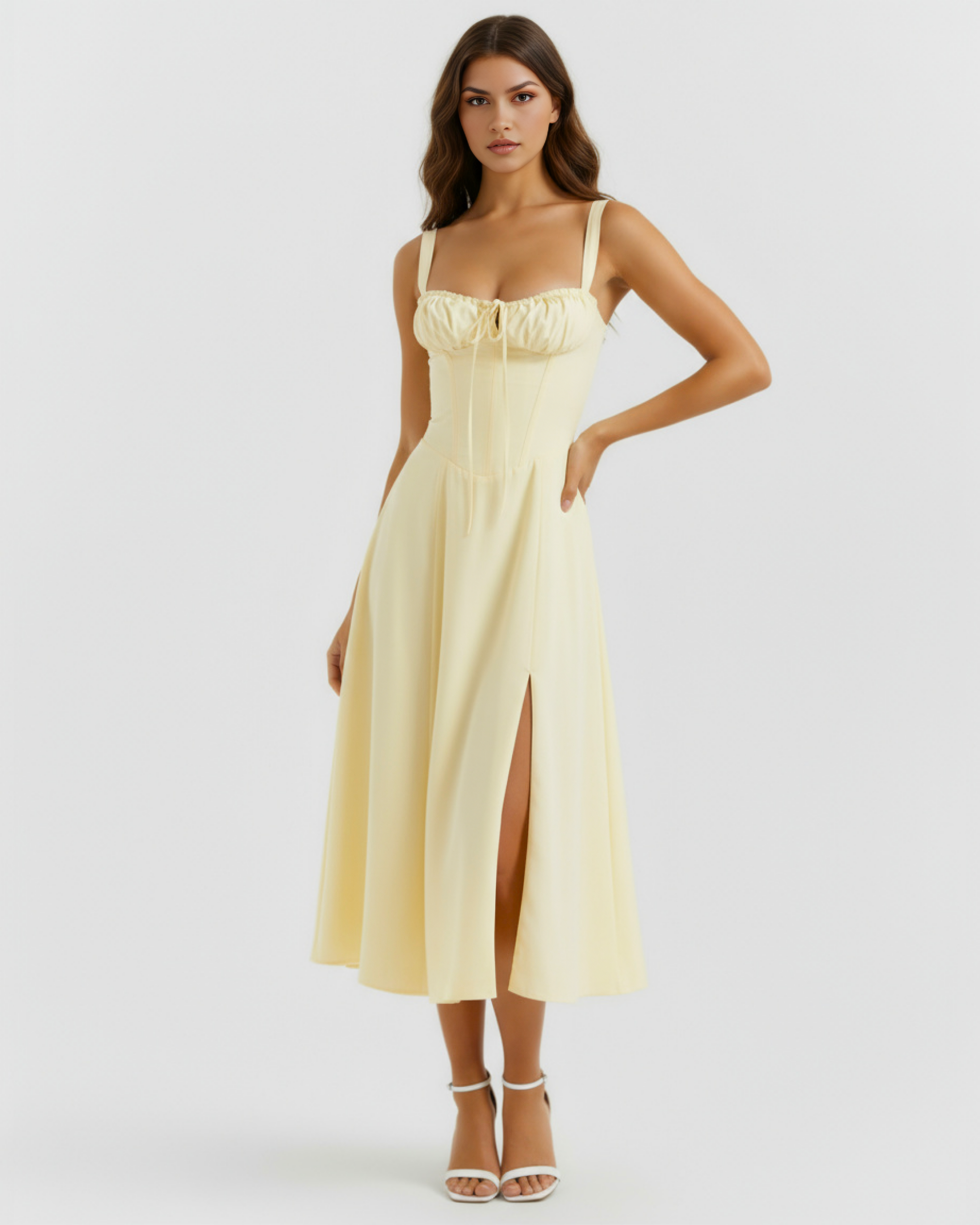 Aurora Midi Dress - Lemon