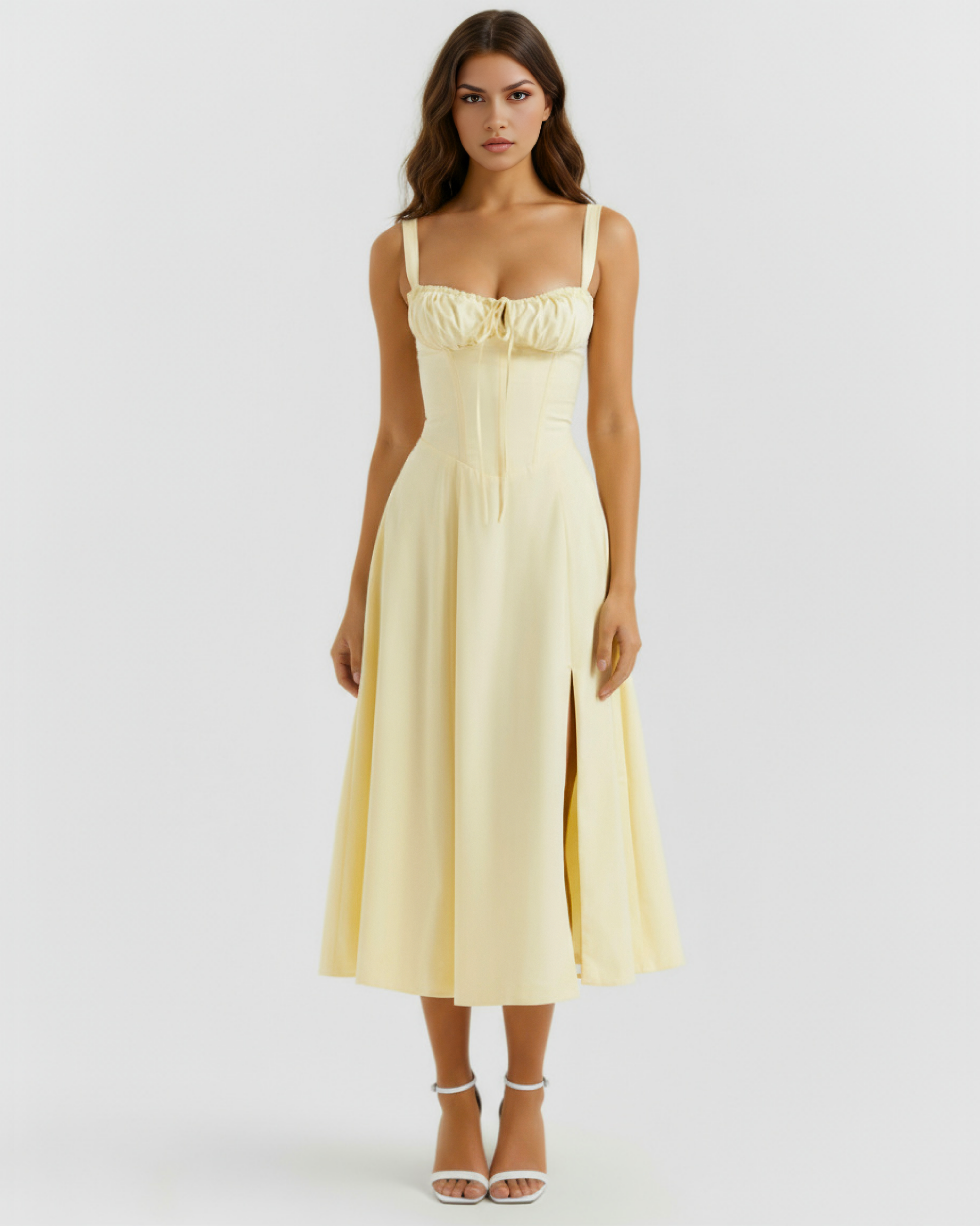 Aurora Midi Dress - Lemon