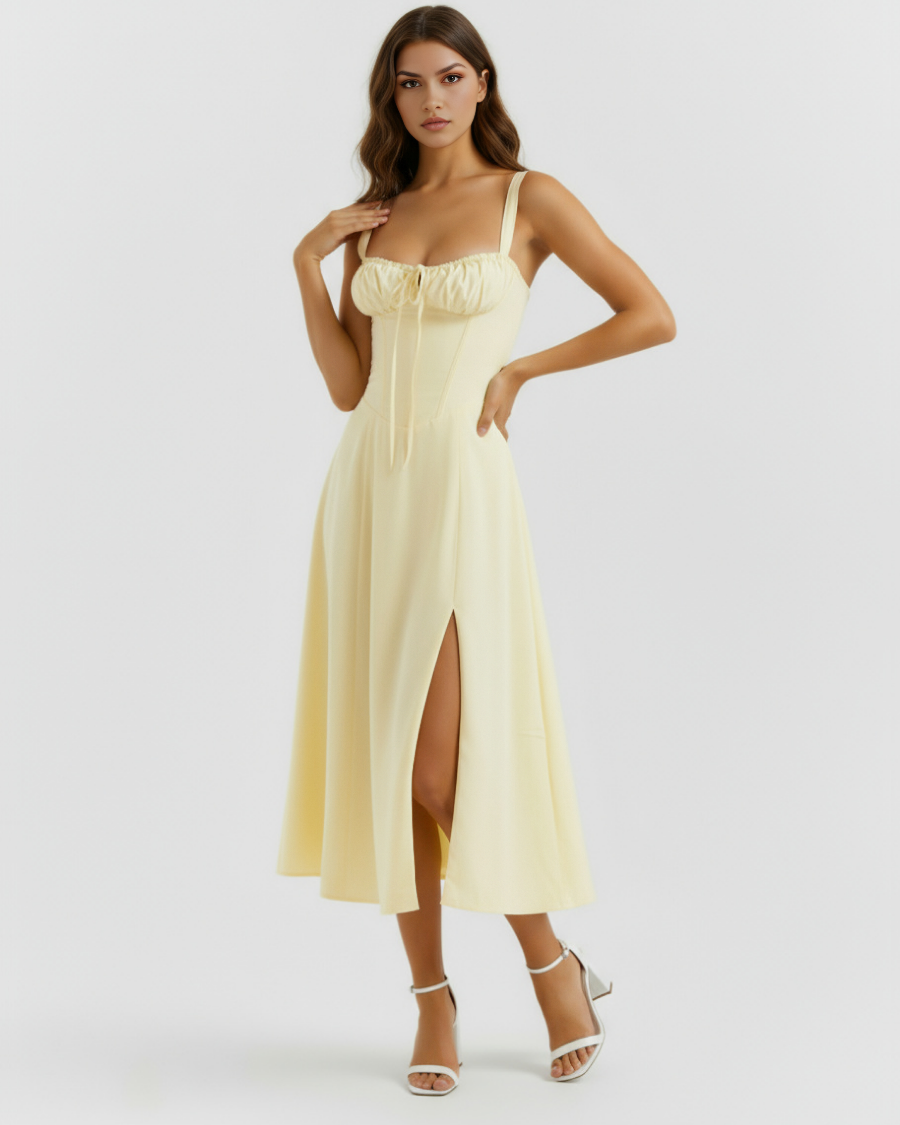 Aurora Midi Dress - Lemon