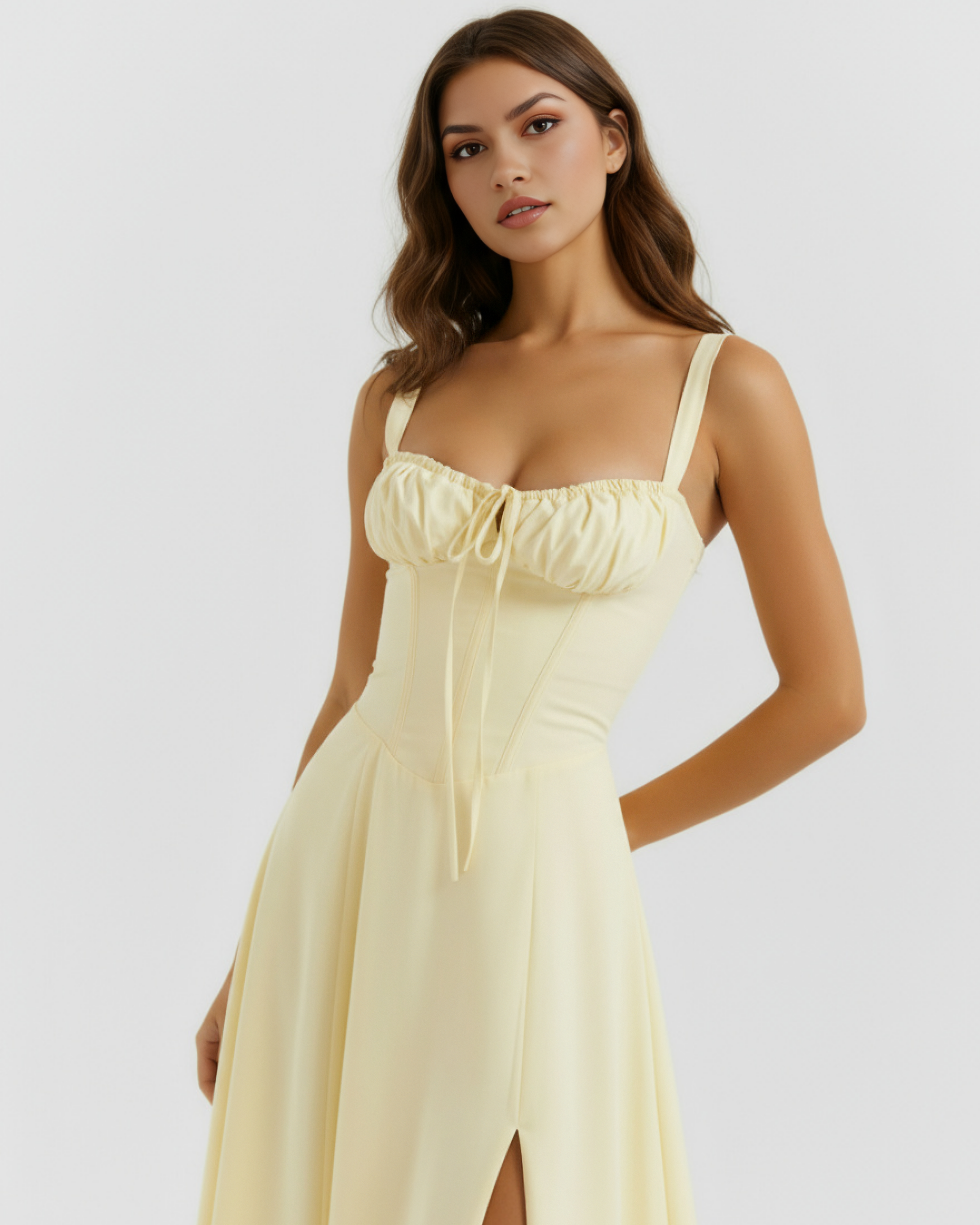 Aurora Midi Dress - Lemon