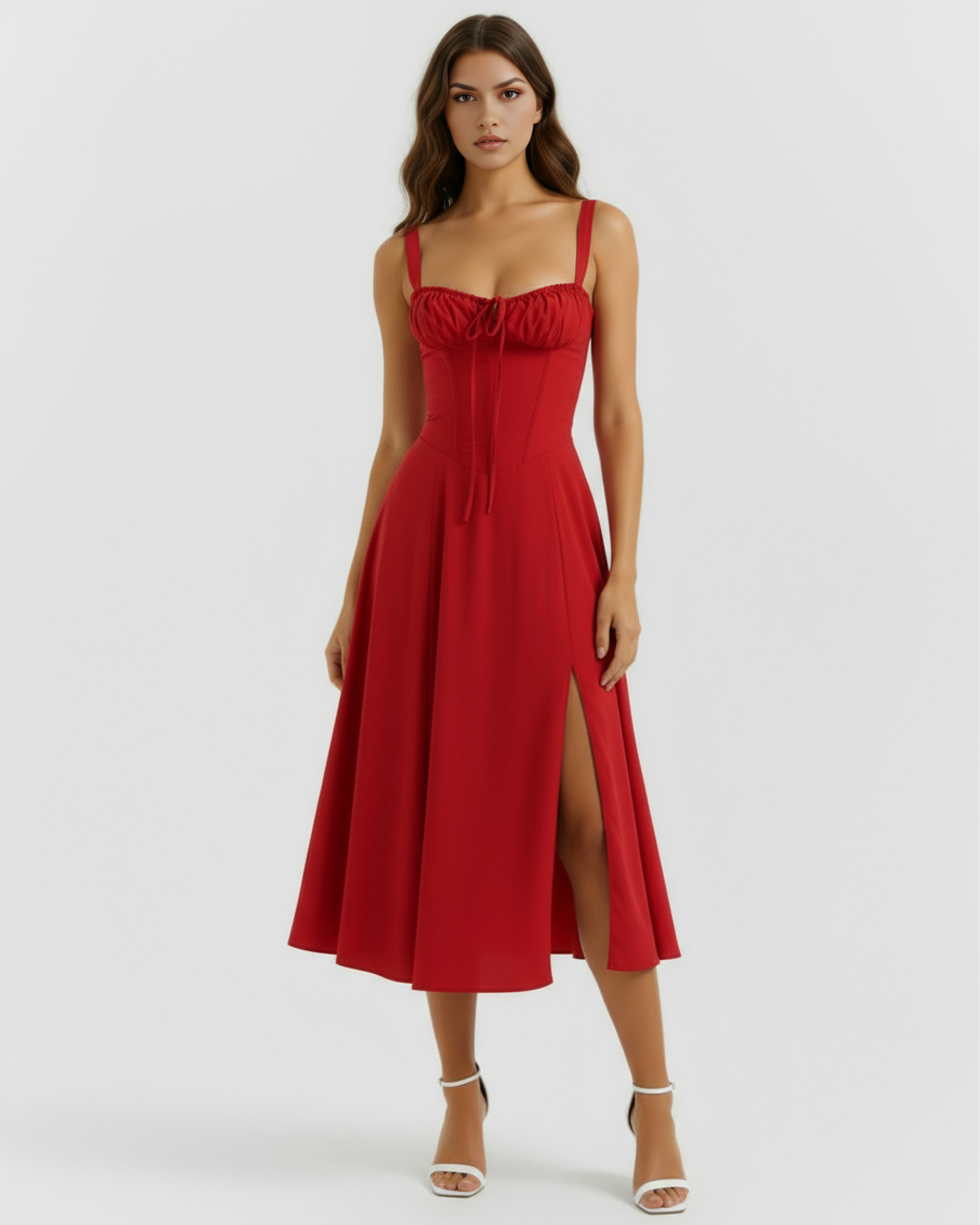 Aurora Midi Dress - Red