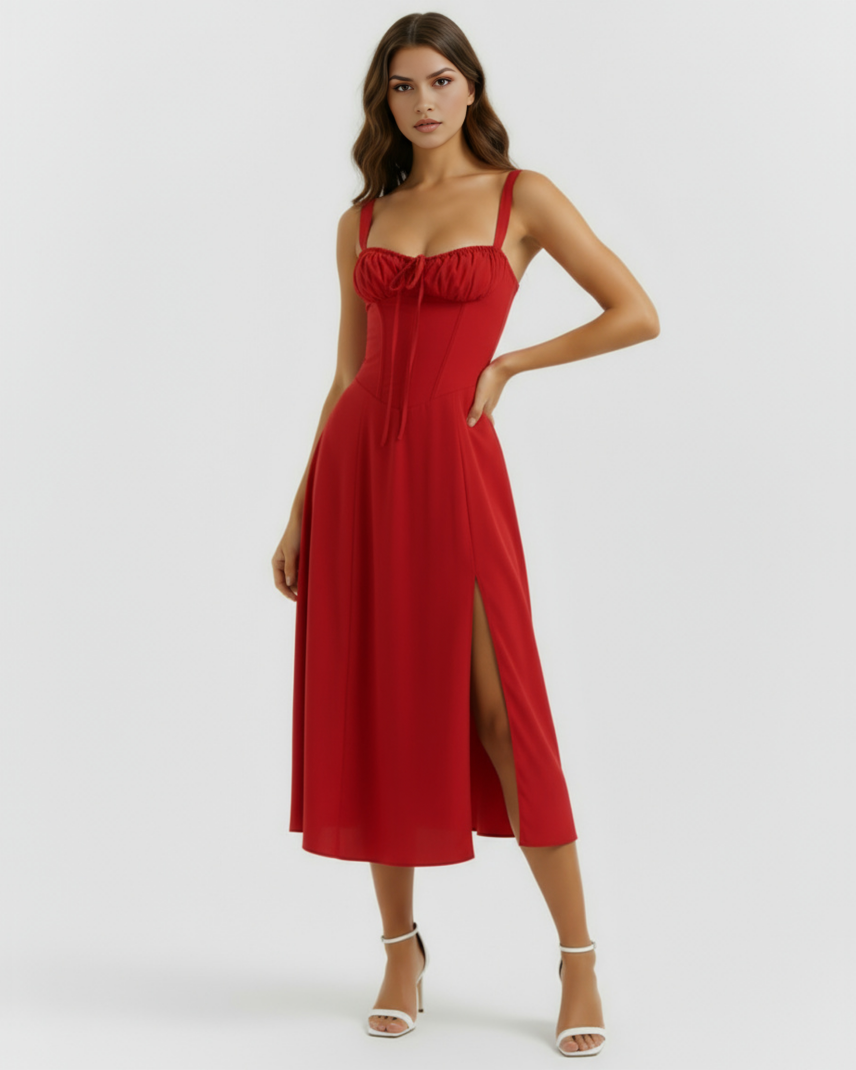 Aurora Midi Dress - Red