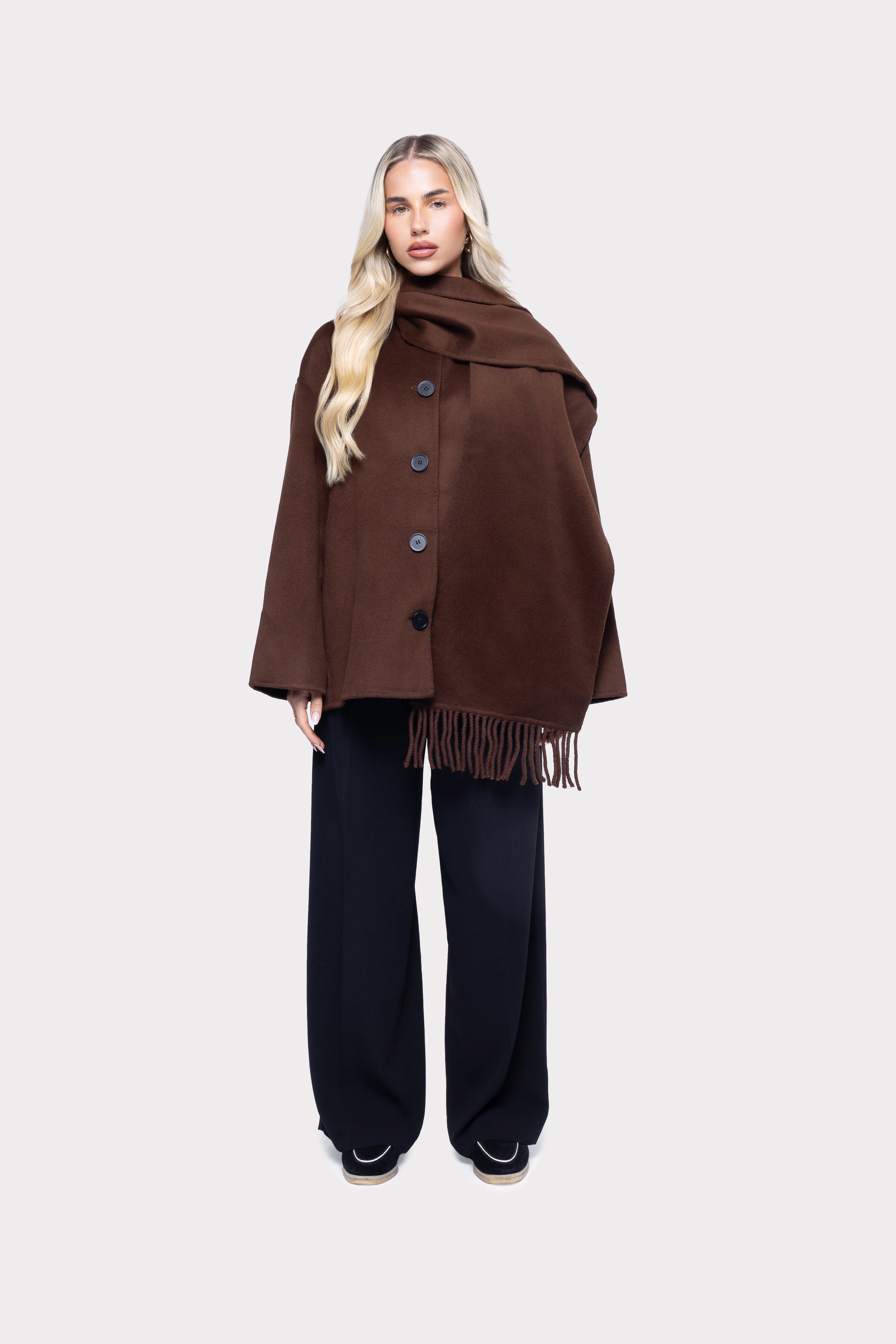 Siena Wool-Blend Scarf Coat – Effortless Elegance, Timeless Warmth