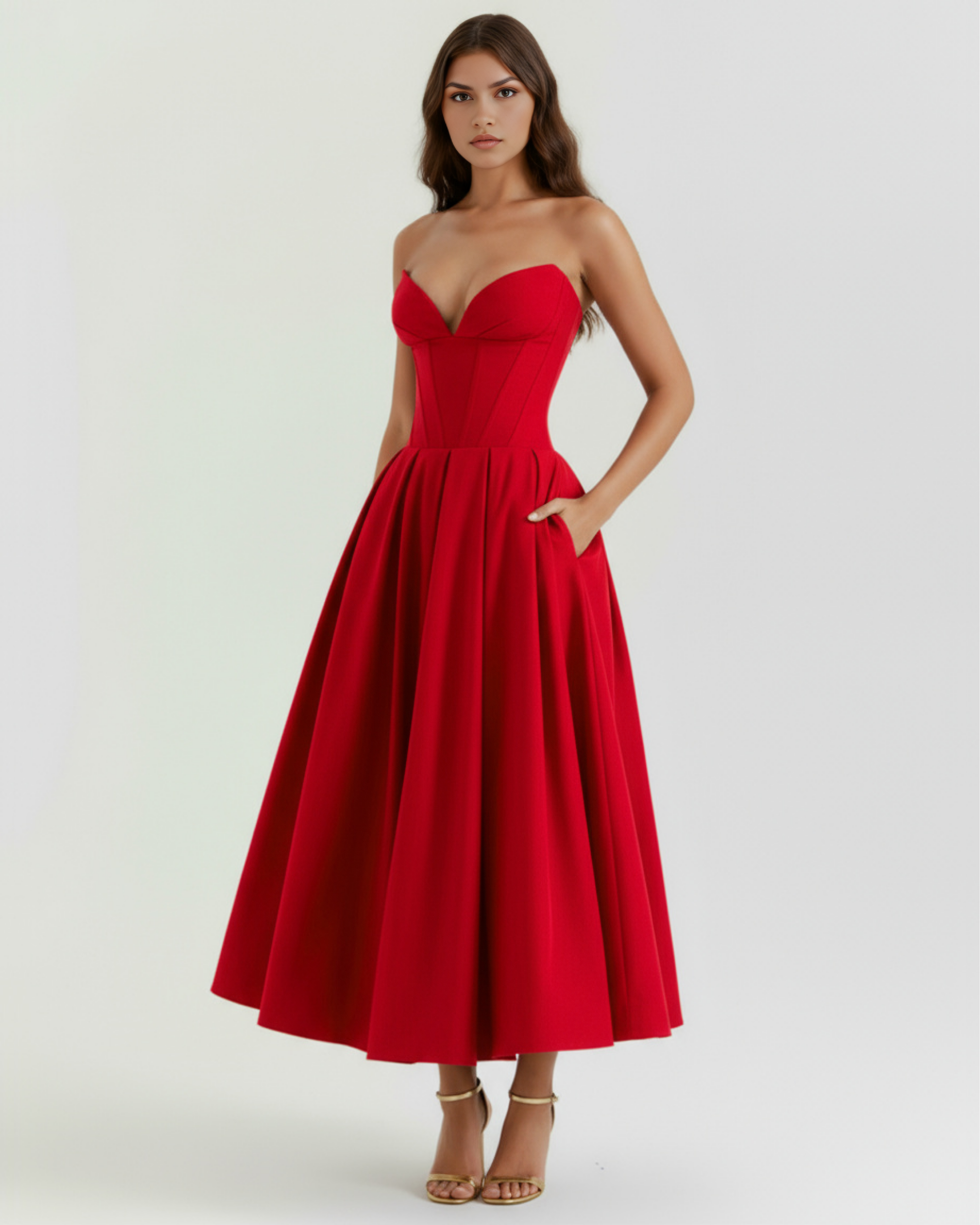 Amalfi Midi Dress - Red