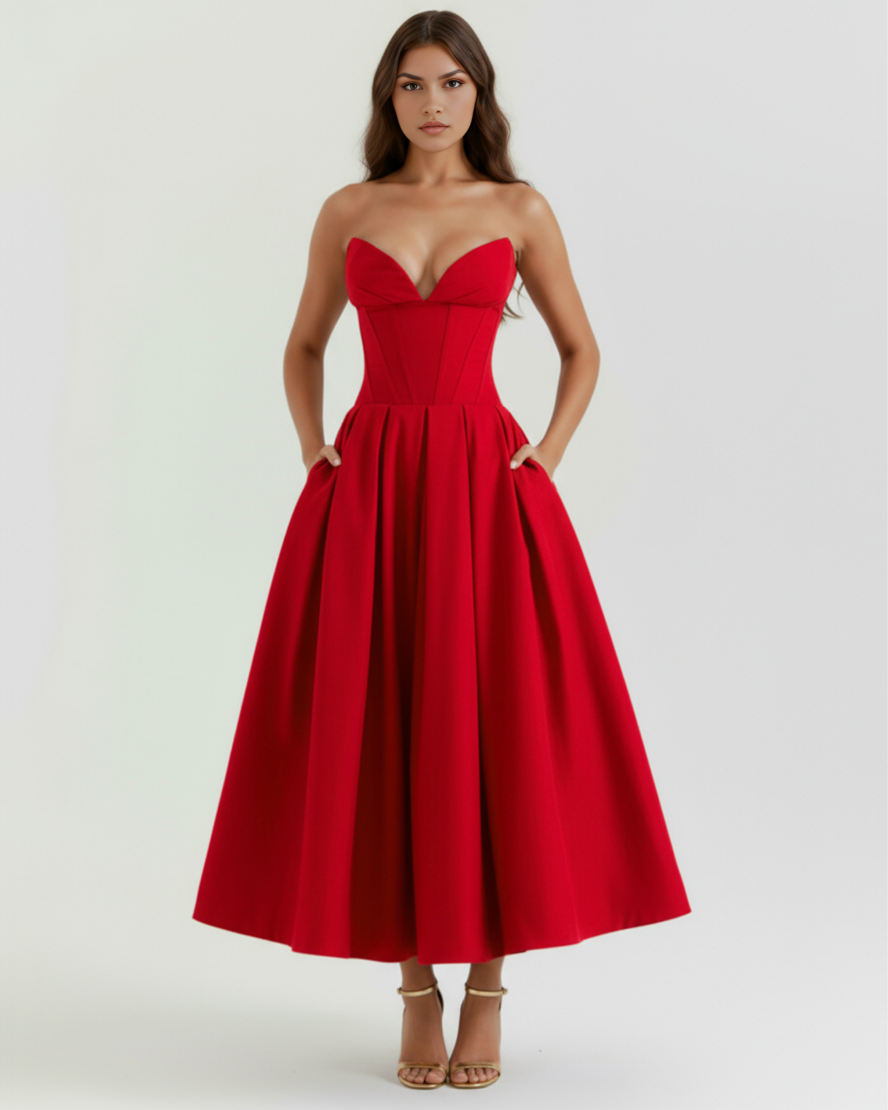 Amalfi Midi Dress - Red