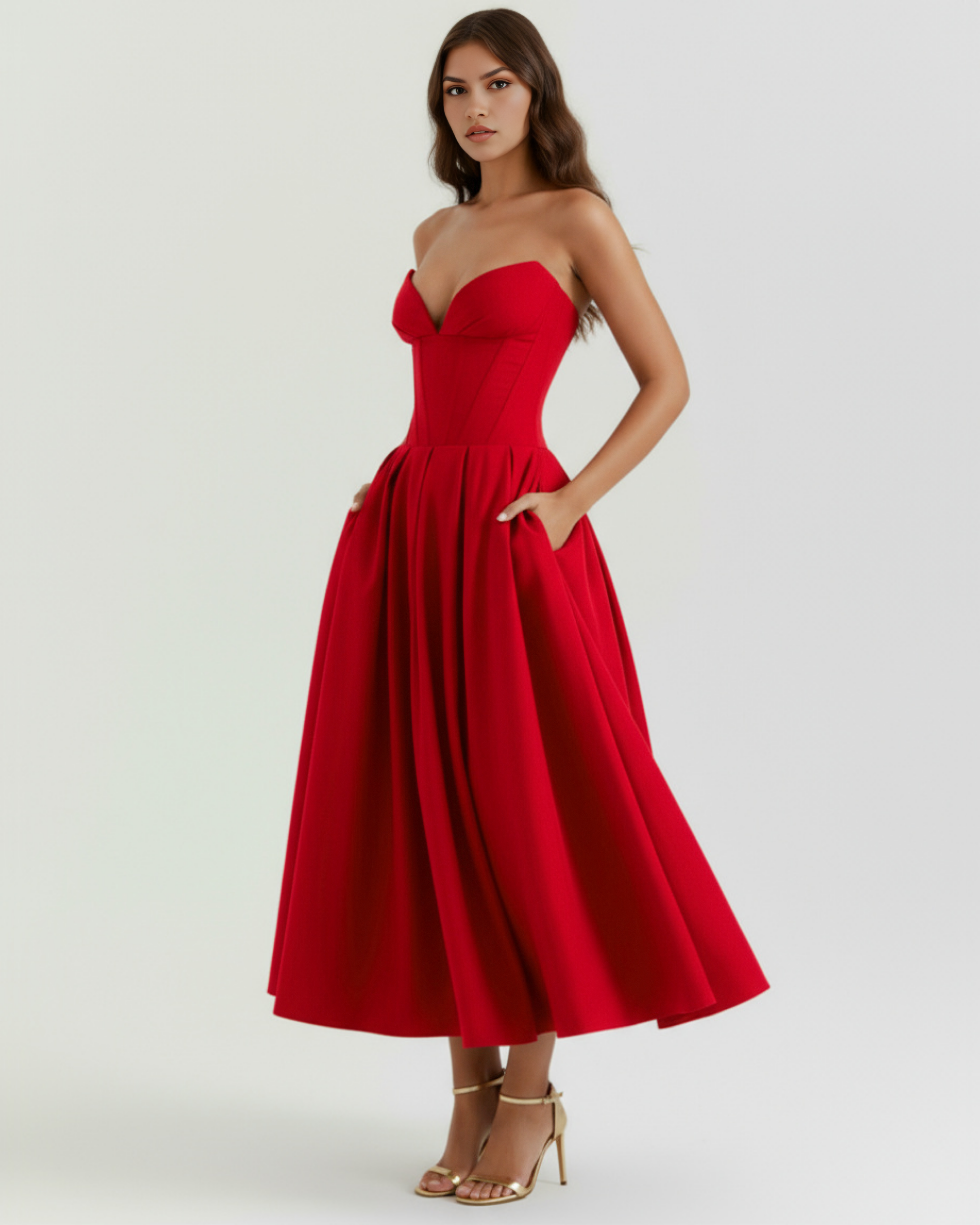 Amalfi Midi Dress - Red