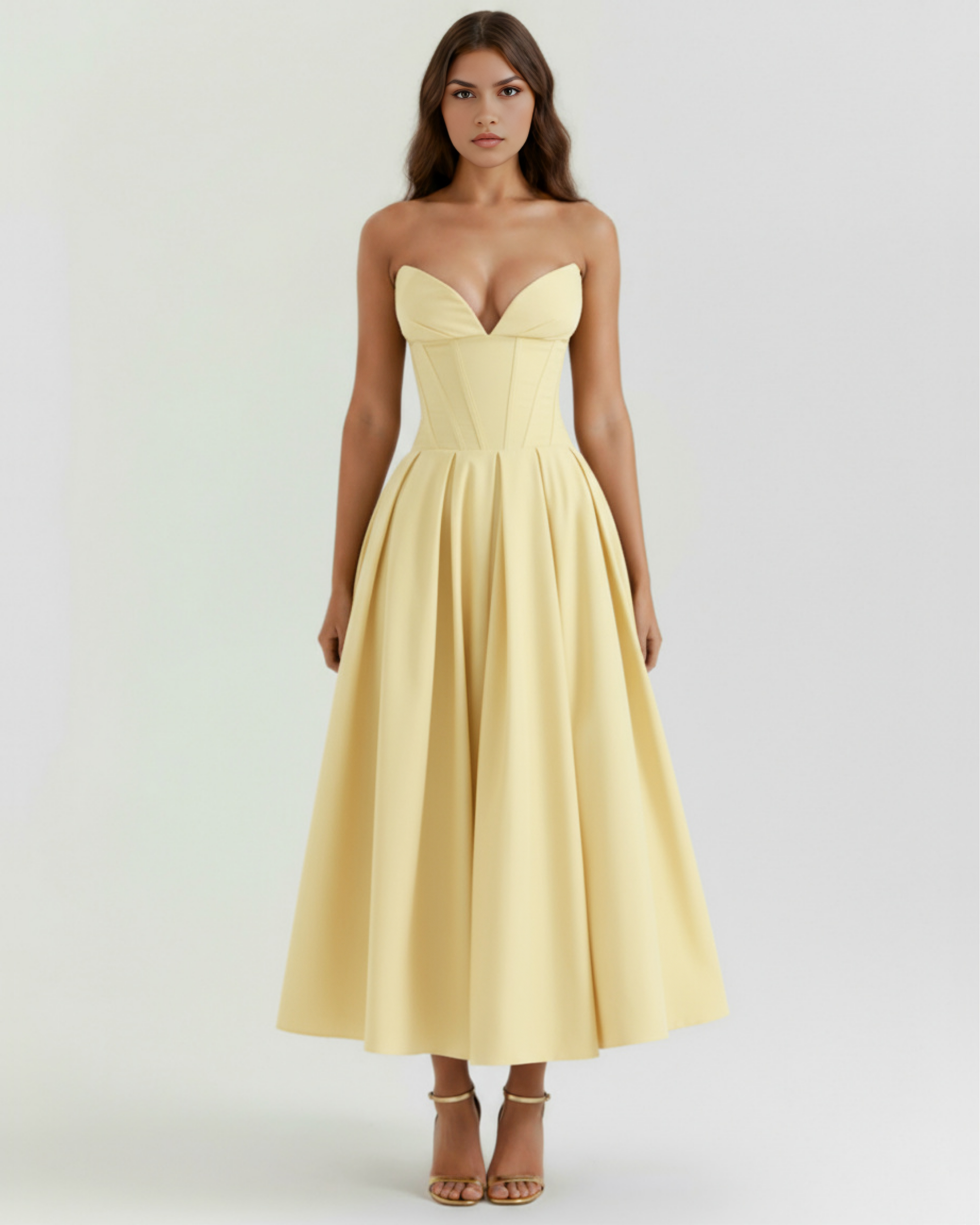 Amalfi Midi Dress - Lemon