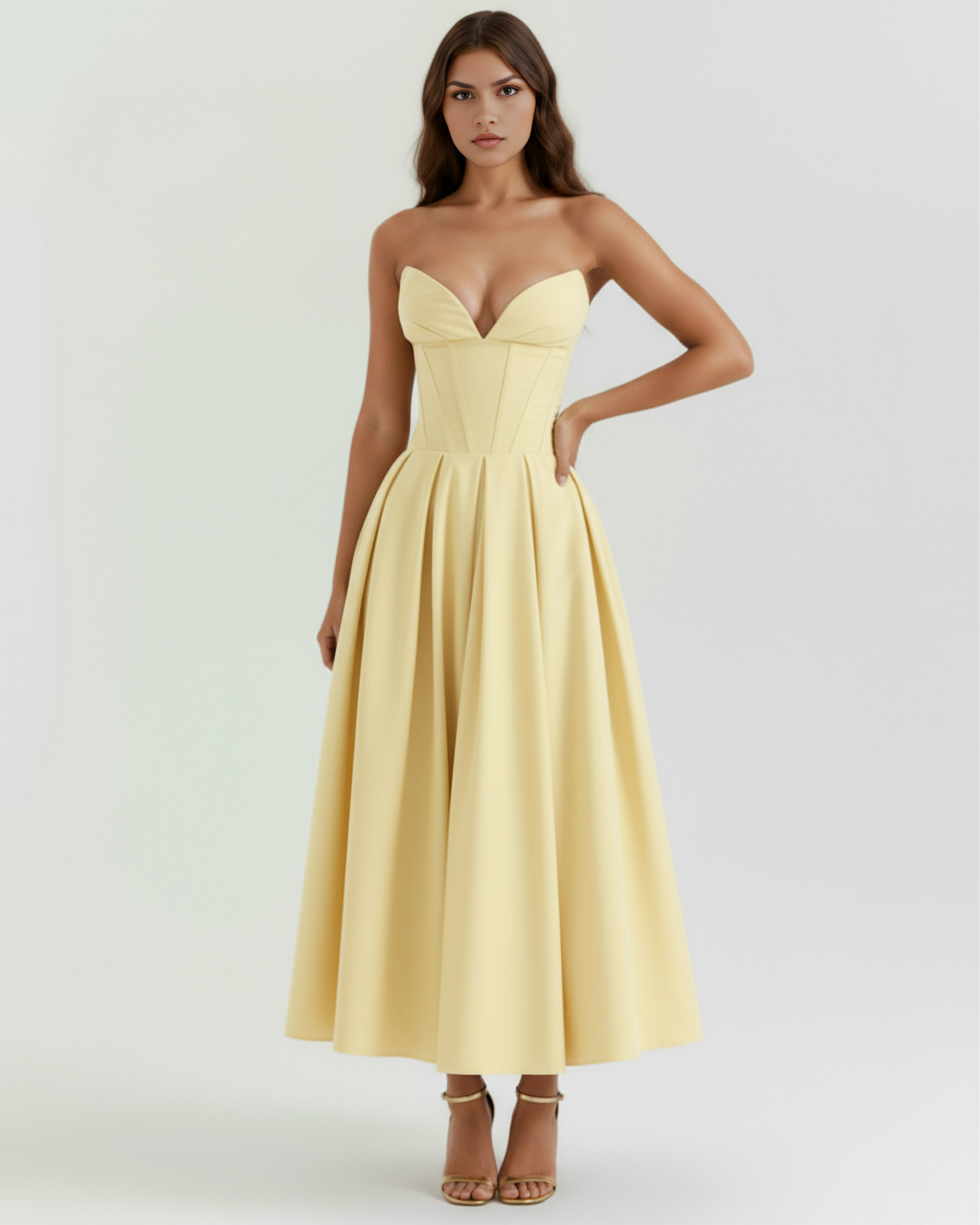 Amalfi Midi Dress - Lemon