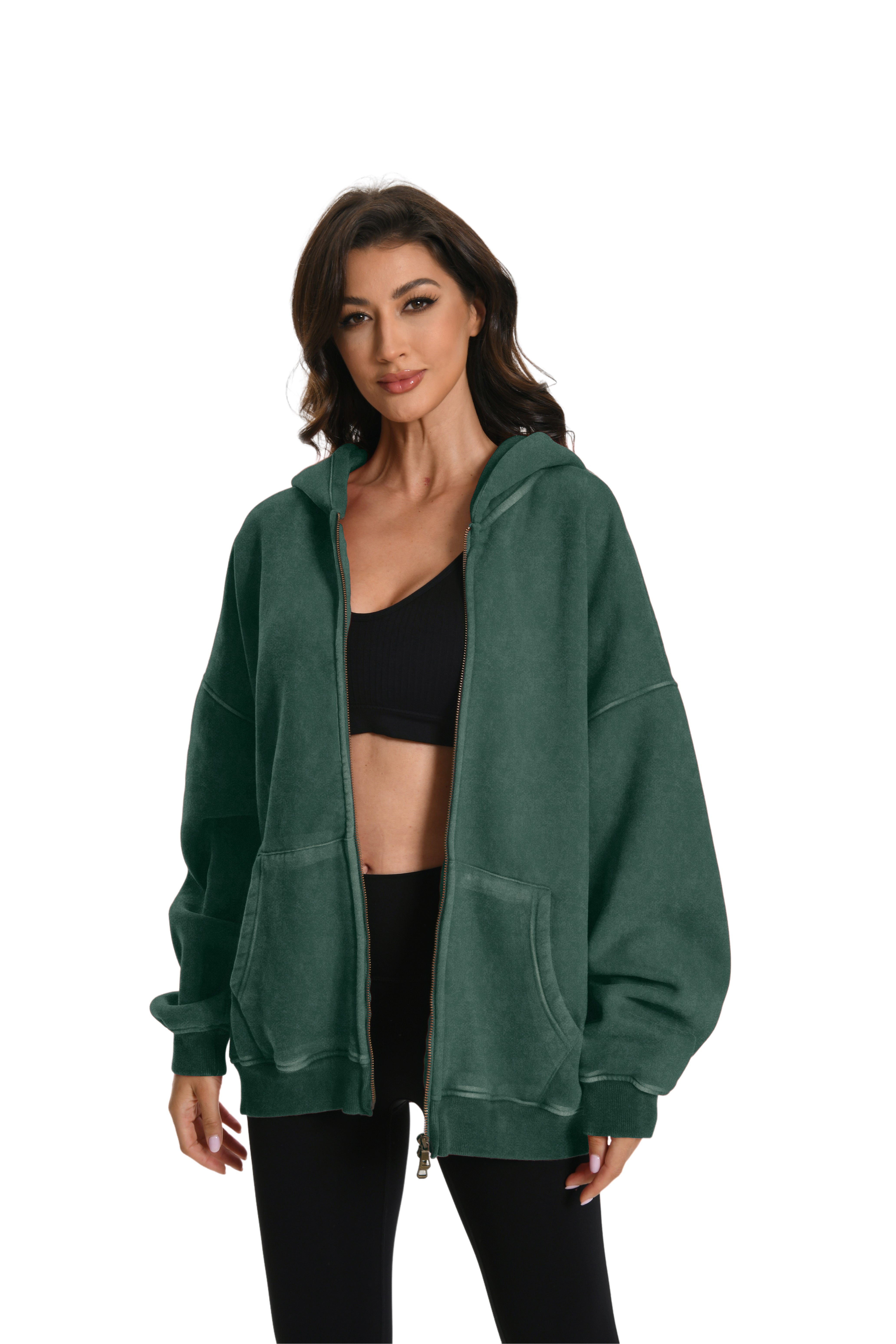 Double Zip Oversized Acid Wash Hoodie – Heavyweight Comfort, Everyday Edge