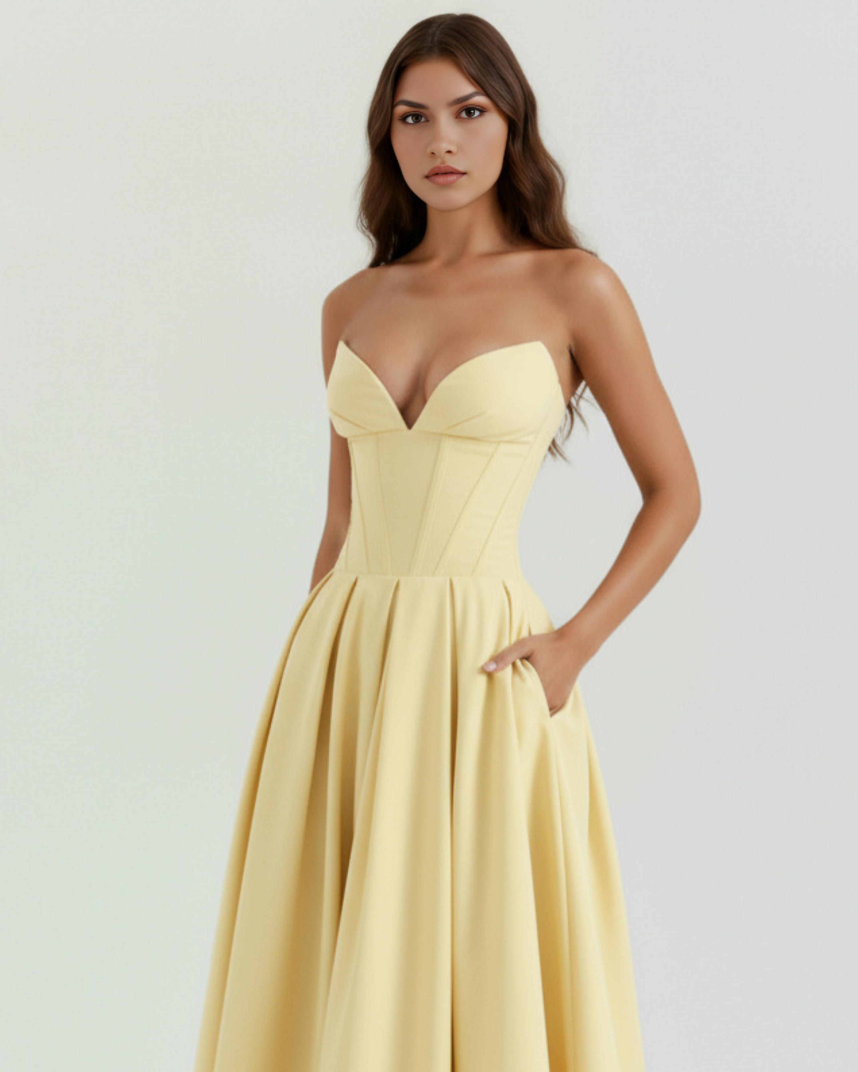 Amalfi Midi Dress - Lemon