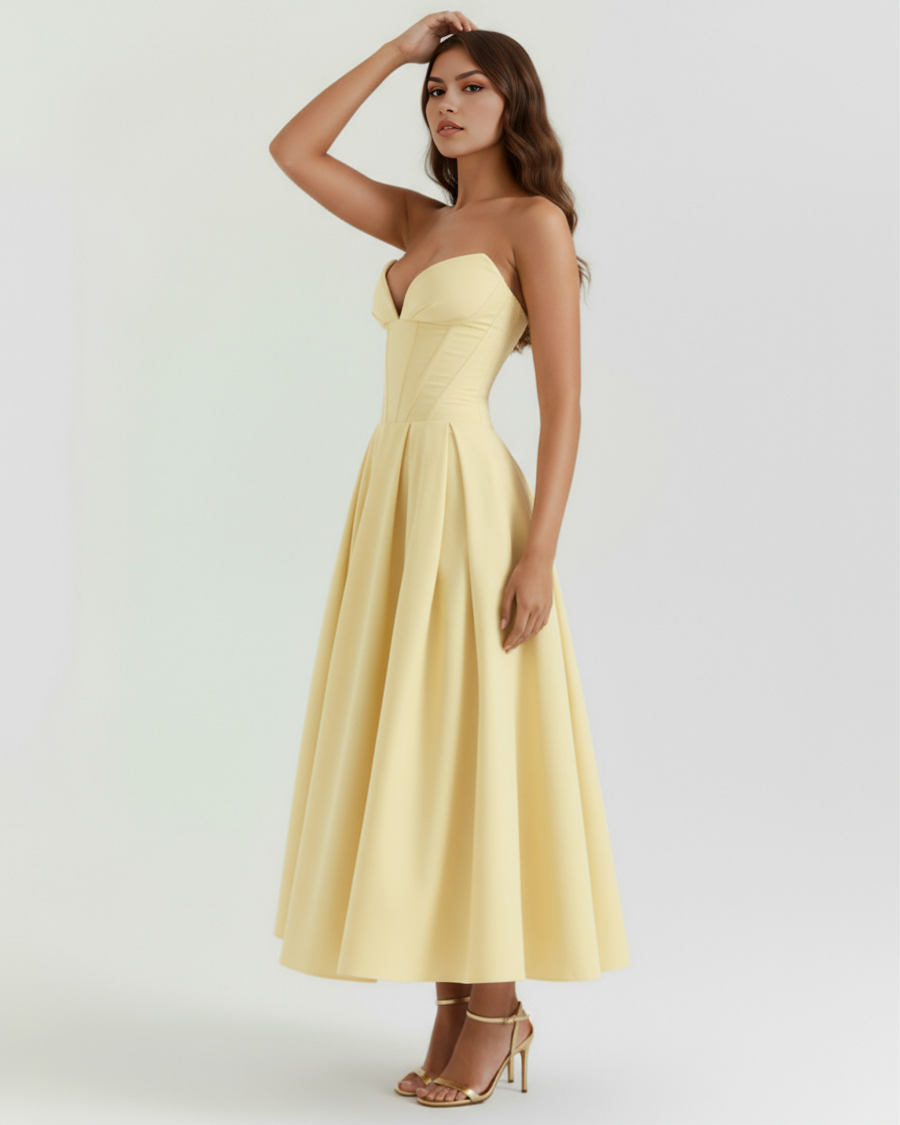 Amalfi Midi Dress - Lemon