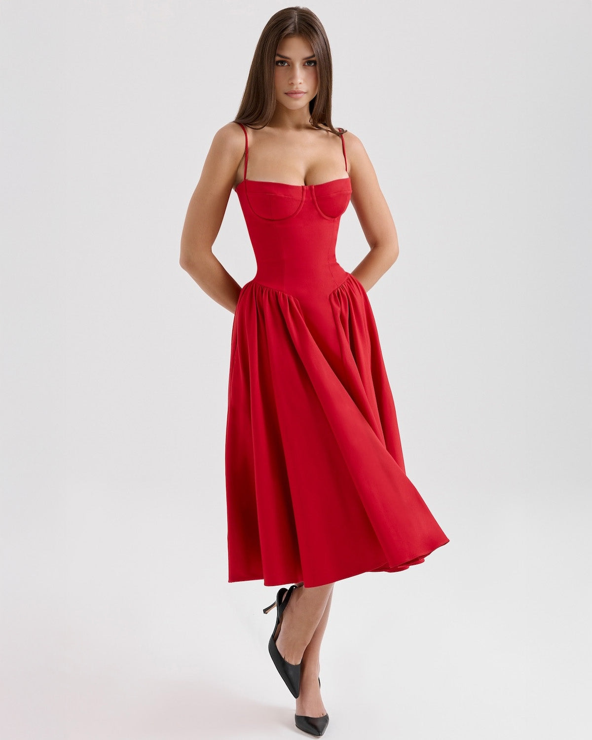 Francesca Midi Dress - Red
