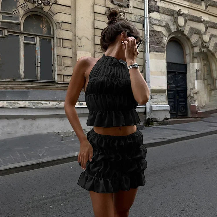 Alanna | Pleated Backless Two-Piece Set – Modern Effortless Elegance