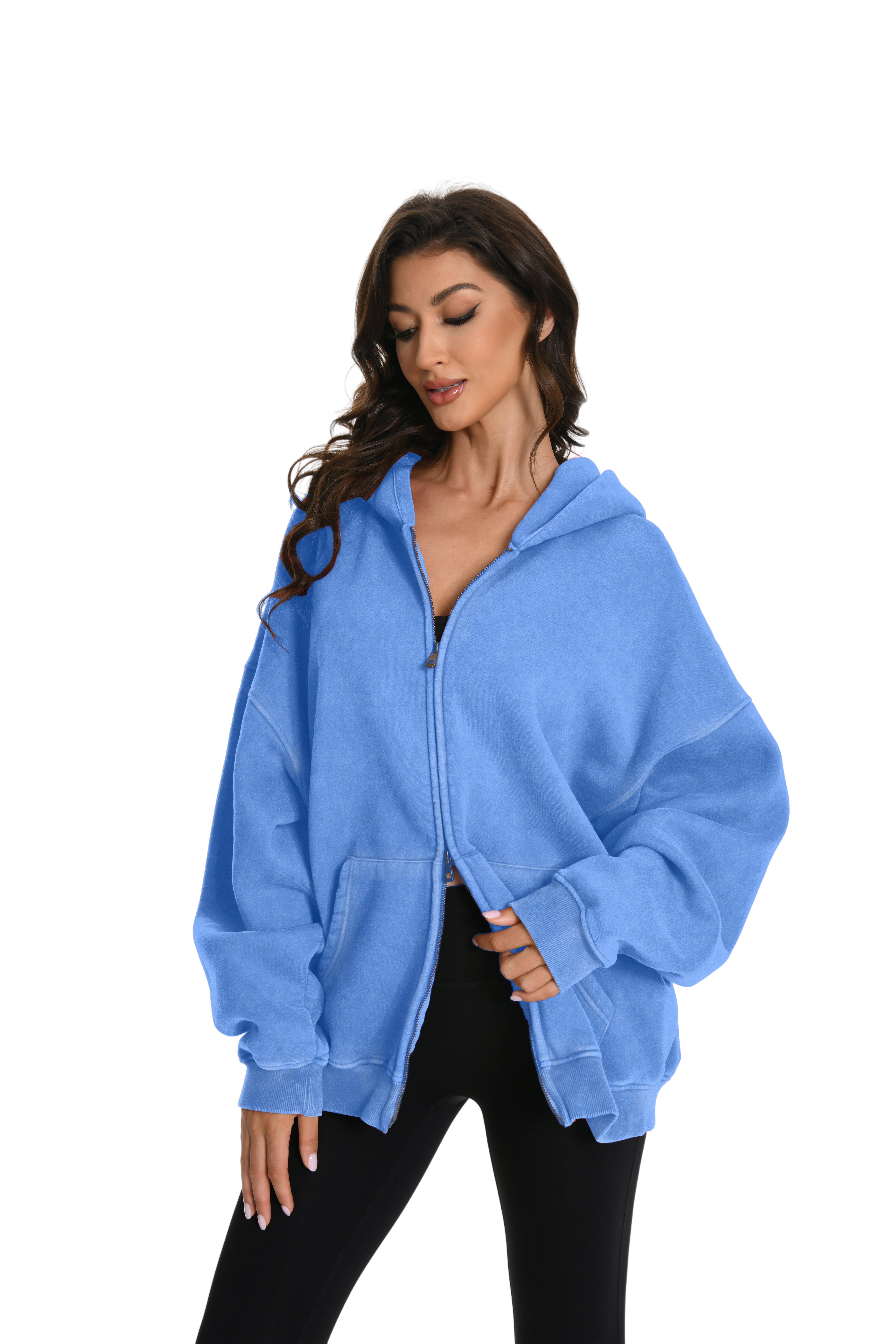 Double Zip Oversized Acid Wash Hoodie – Heavyweight Comfort, Everyday Edge