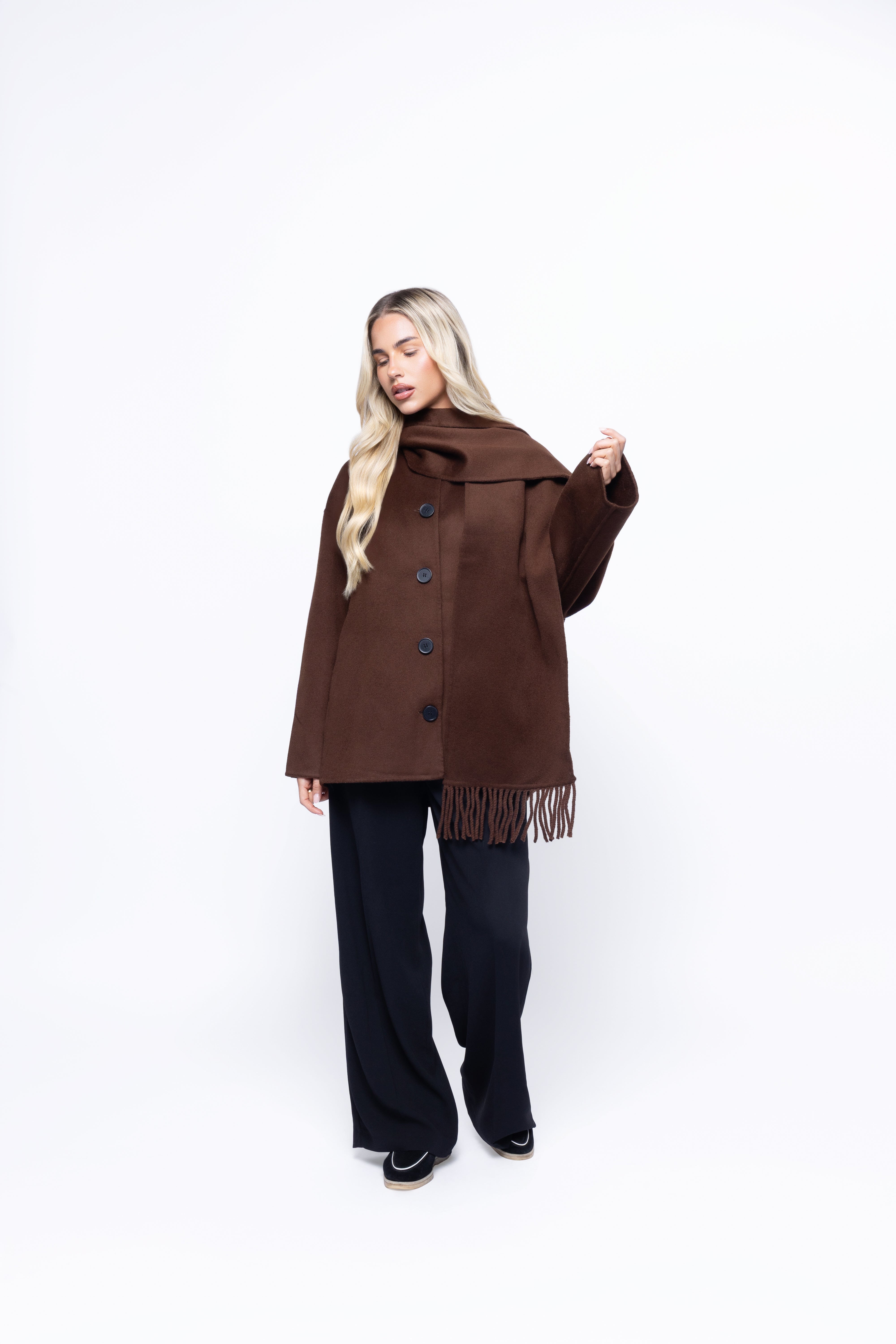 Siena Wool-Blend Scarf Coat – Effortless Elegance, Timeless Warmth
