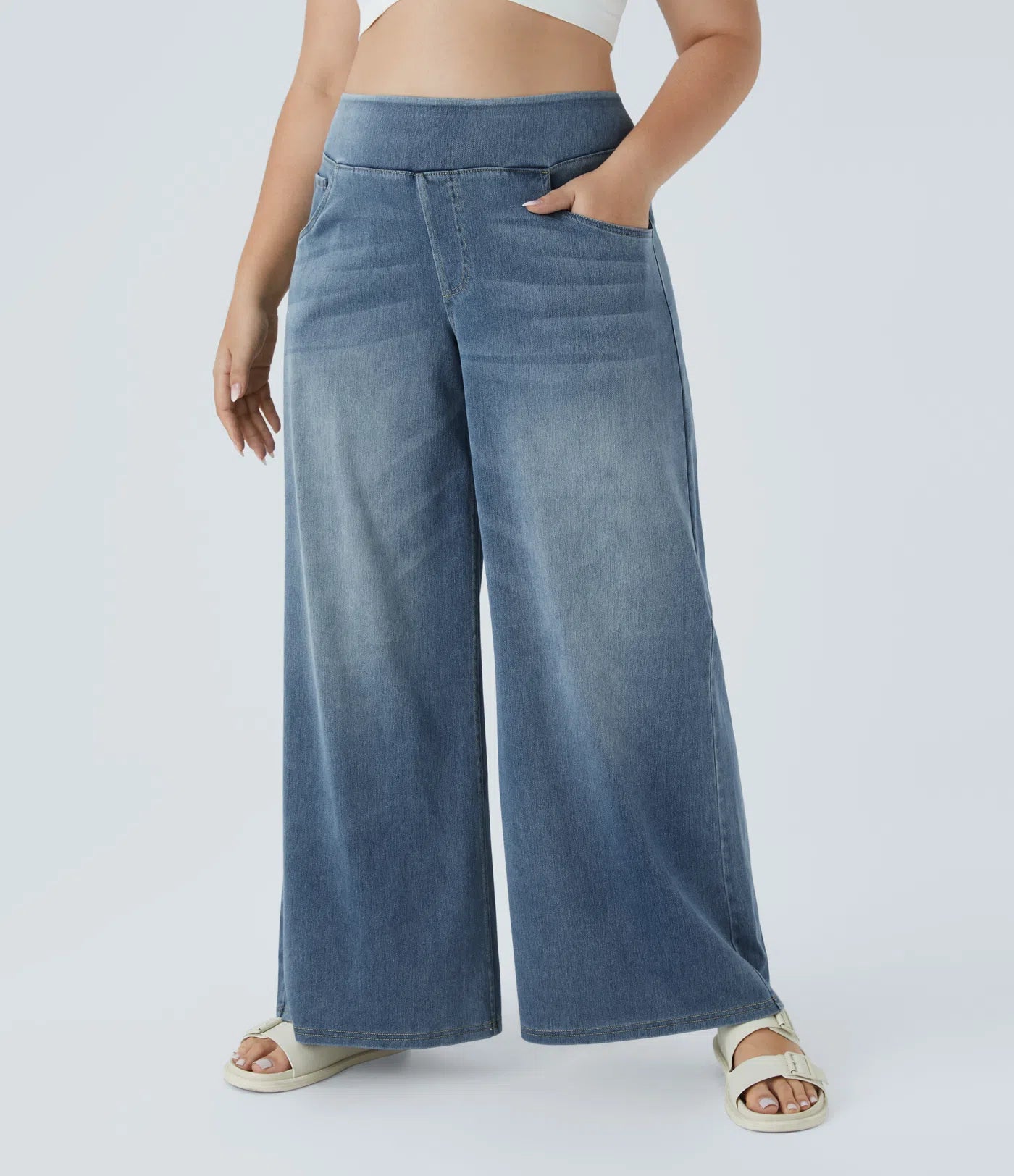 High-Waist Wide-Leg Jeans – Stretch Fit