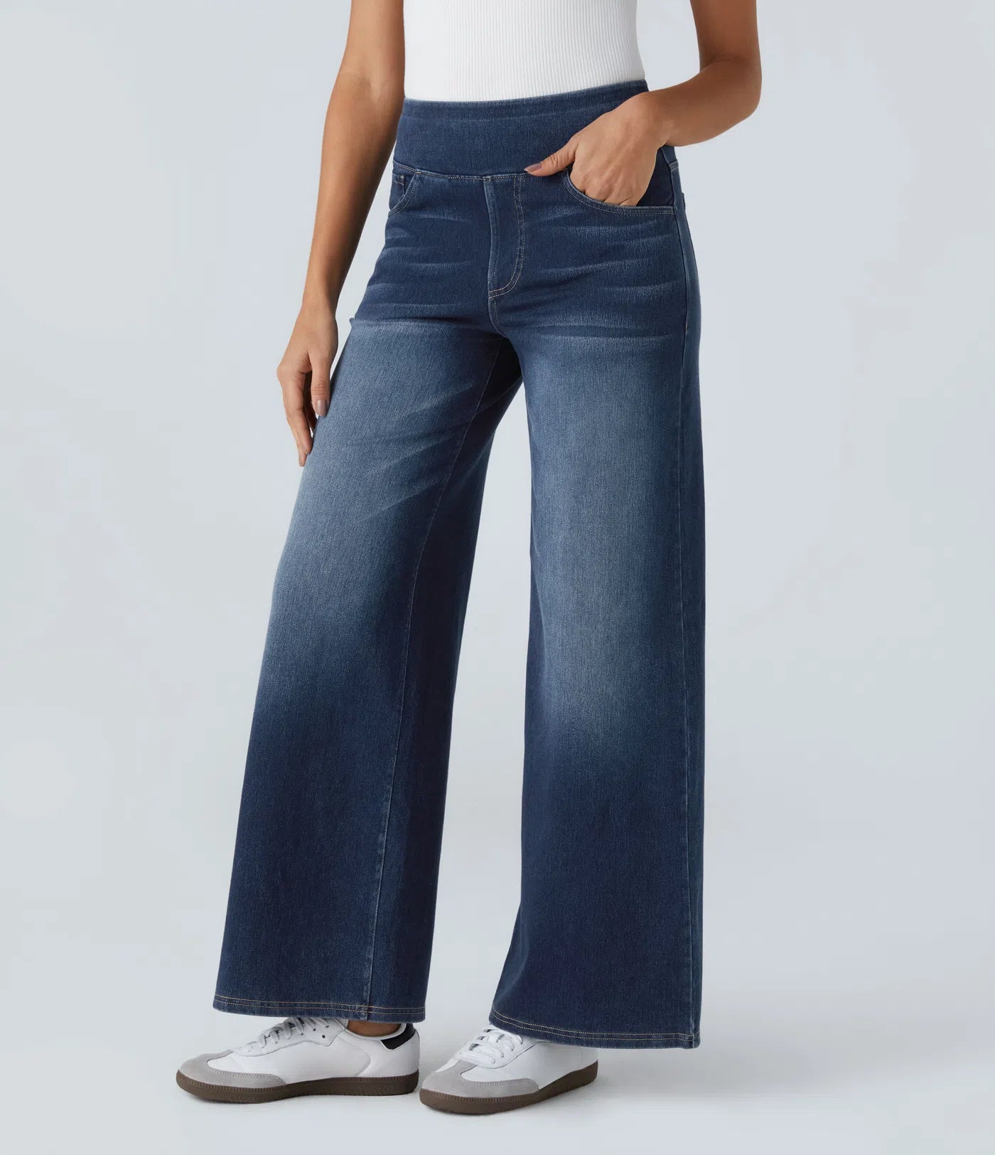 High-Waist Wide-Leg Jeans – Stretch Fit
