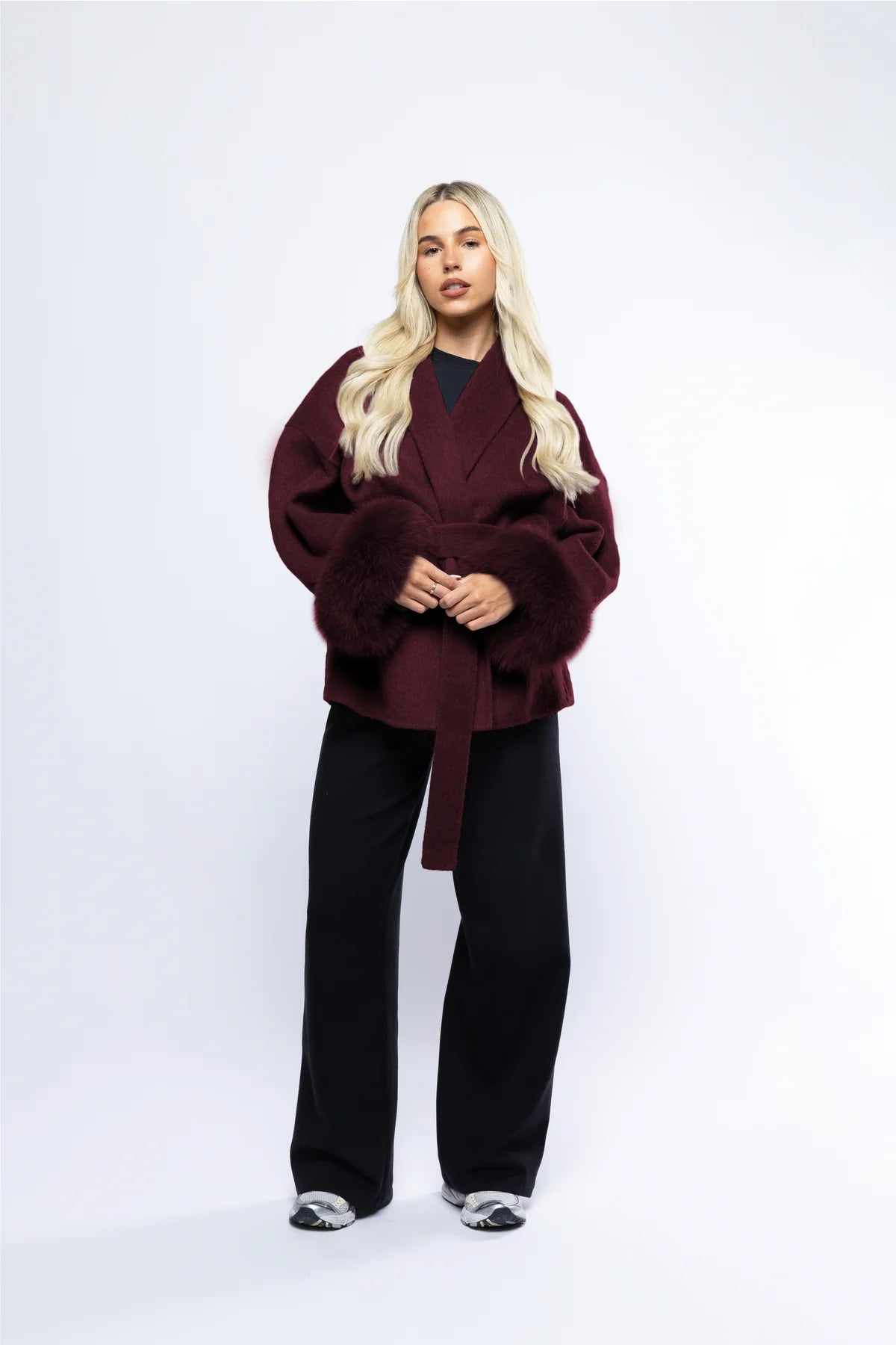 Wool Coat Timeless Elegance - Burgundy