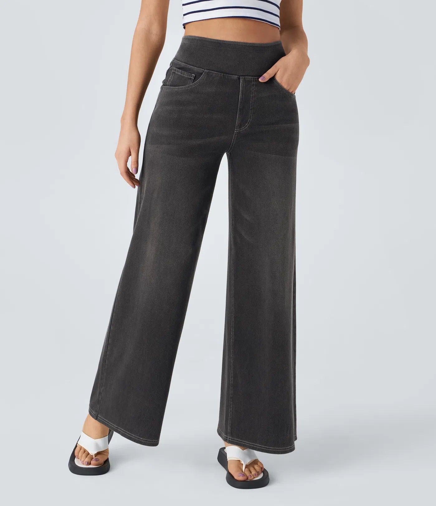 High-Waist Wide-Leg Jeans – Stretch Fit