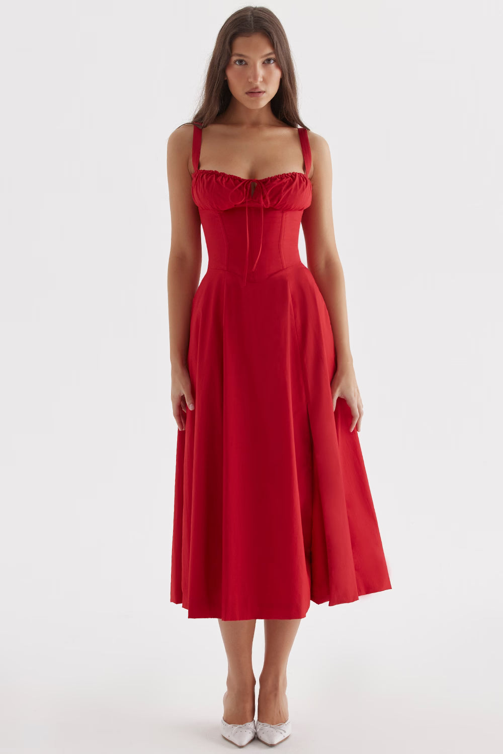 Carmen Midi Dress - Red