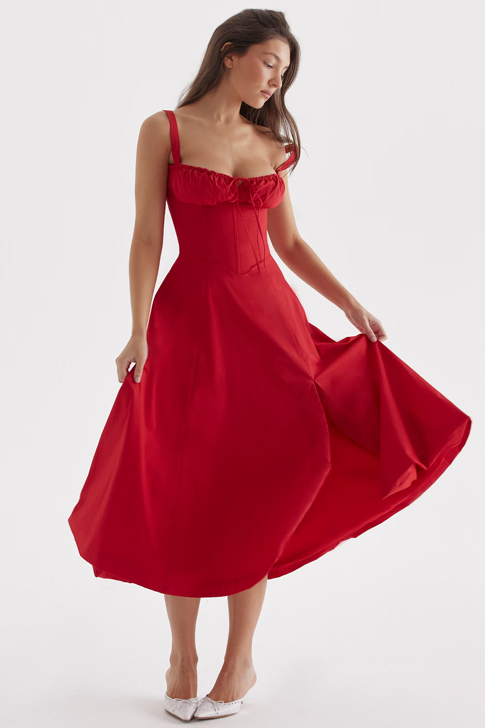 Carmen Midi Dress - Red