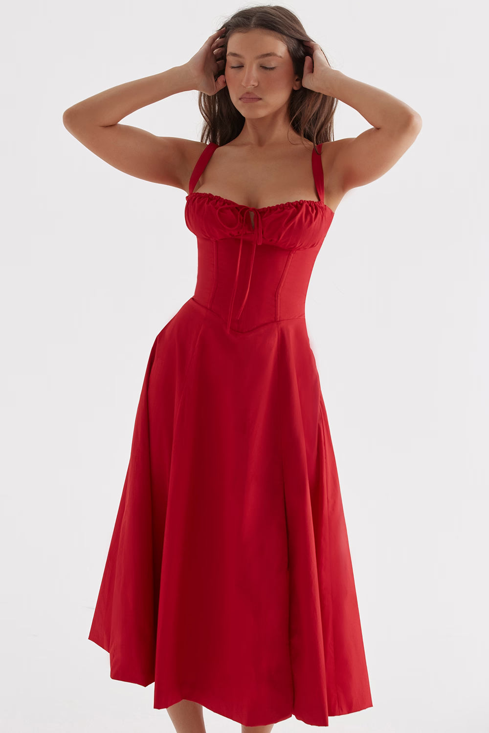 Carmen Midi Dress - Red