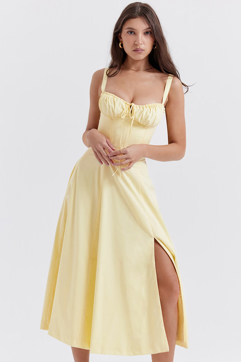 Carmen Midi Dress - Lemon