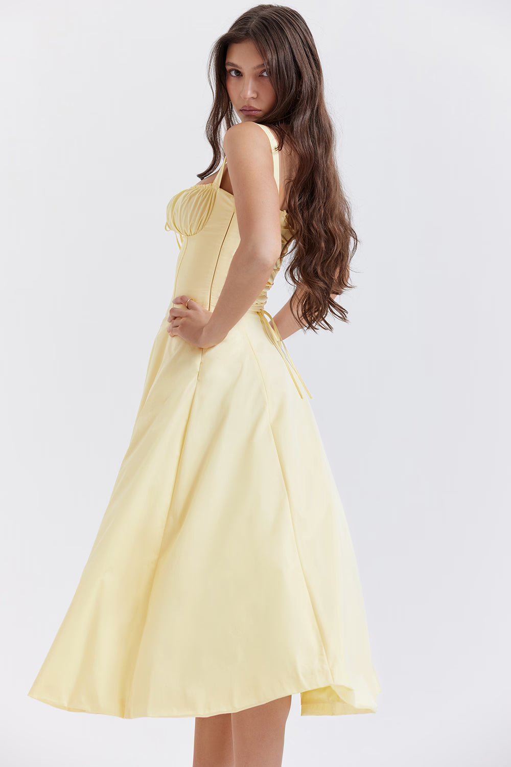 Carmen Midi Dress - Lemon