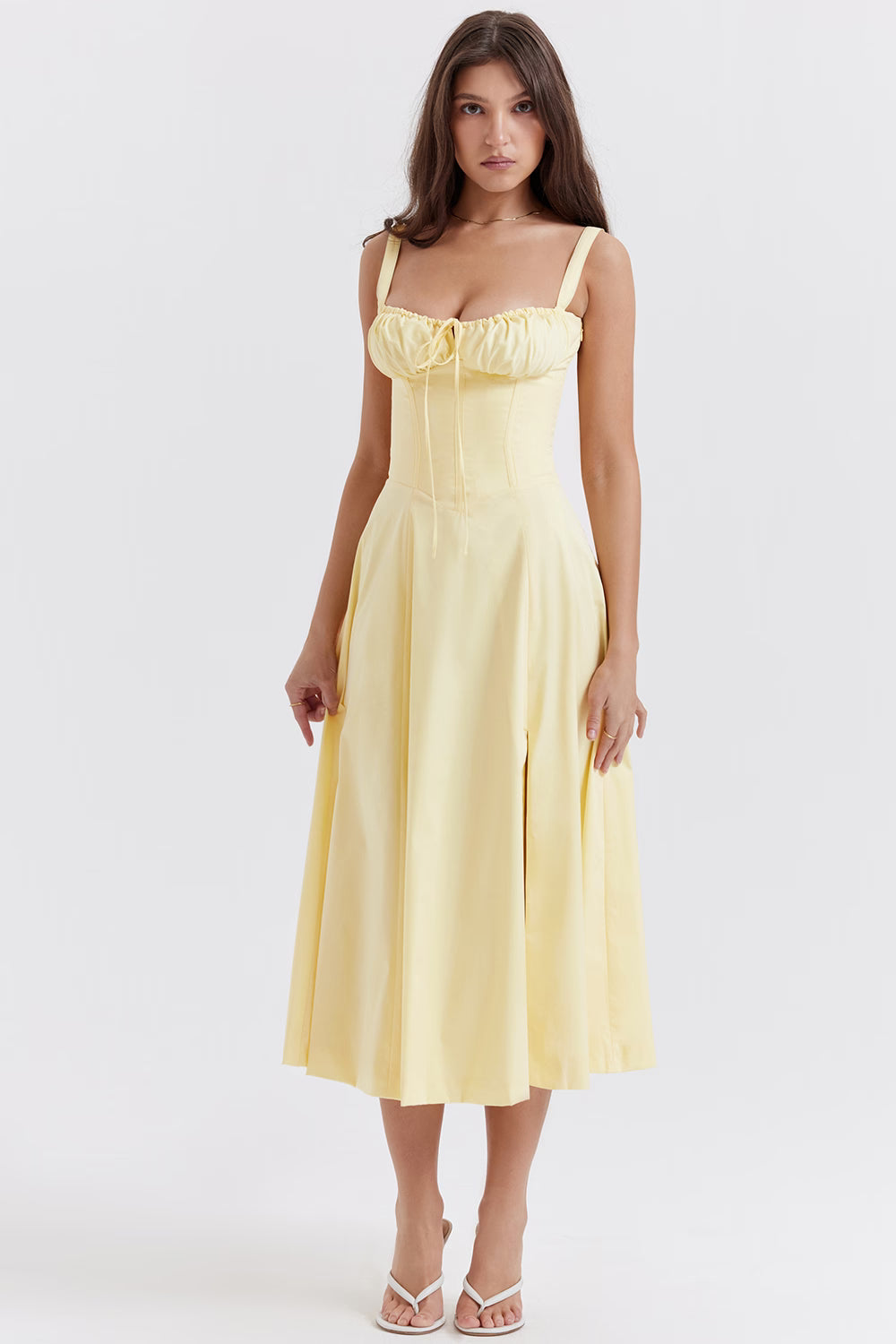 Carmen Midi Dress - Lemon