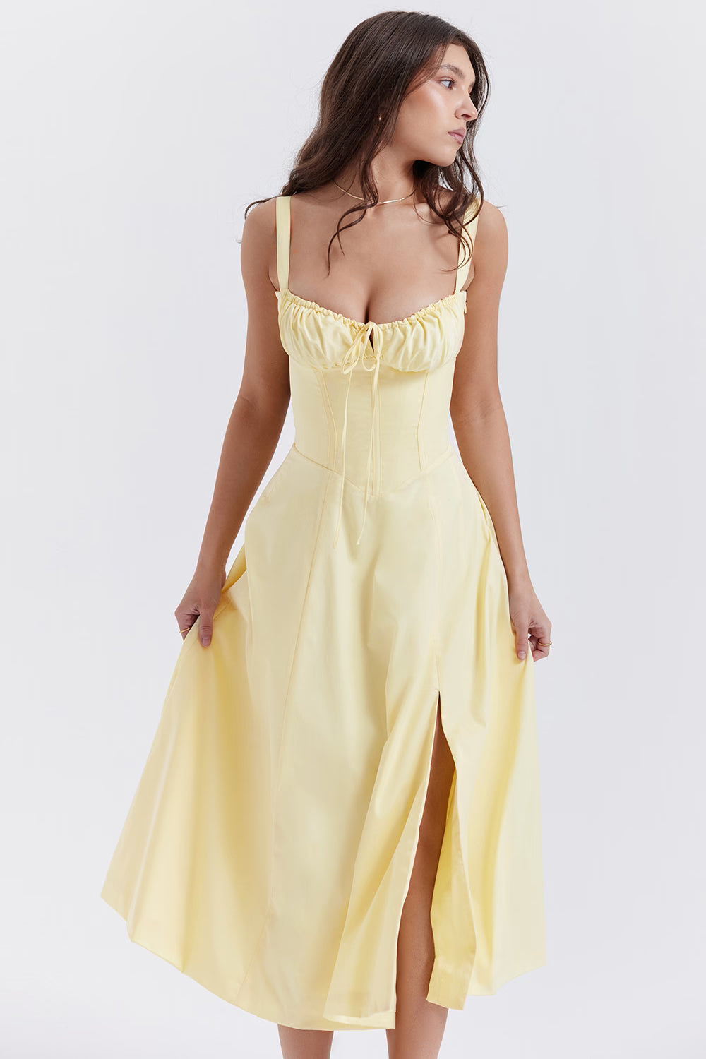 Carmen Midi Dress - Lemon